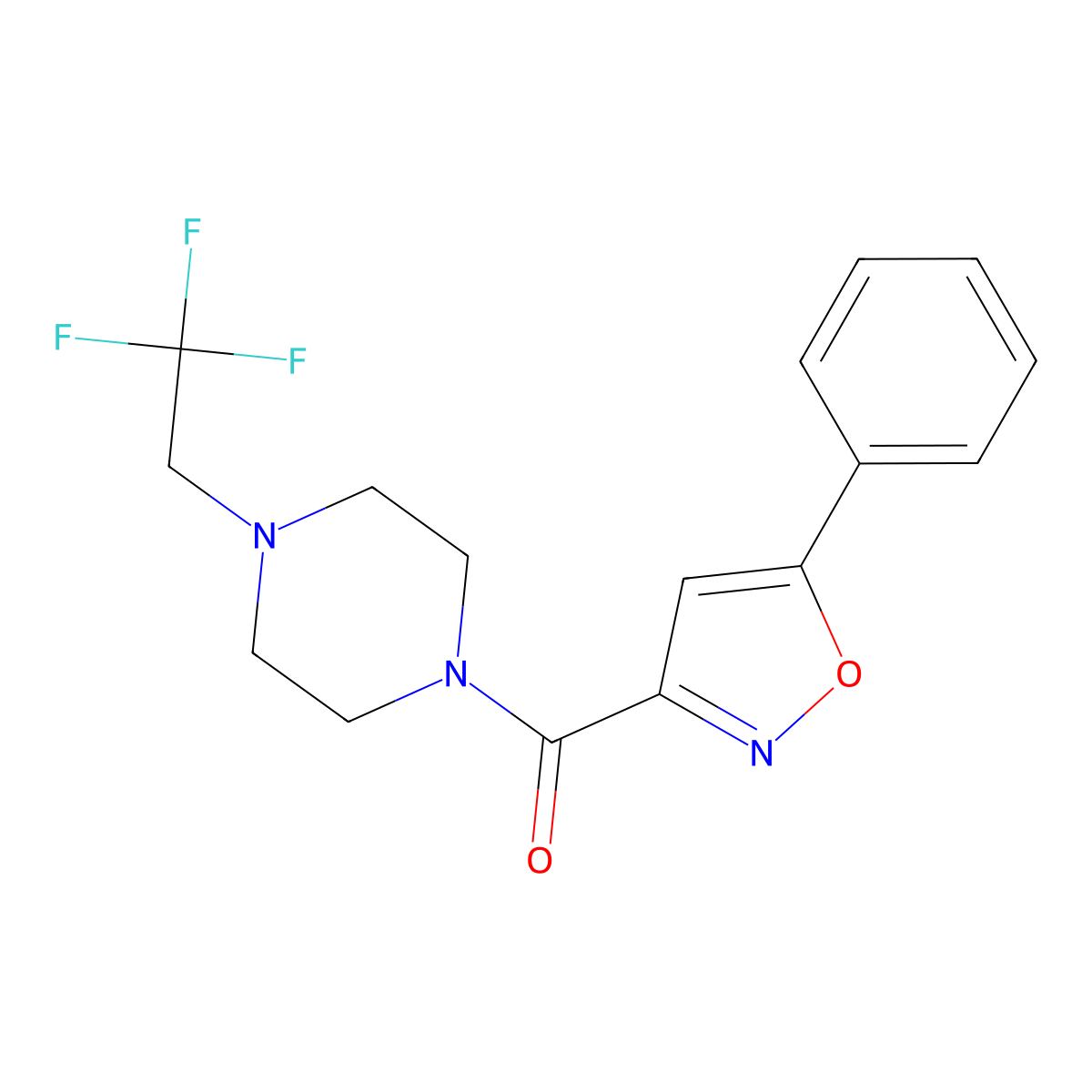 1-(5-Phenyl-1,2-oxazole-3-carbonyl)-4-(2,2,2-trifluoroethyl)piperazine molecular structure, CAS 1234871-38-5