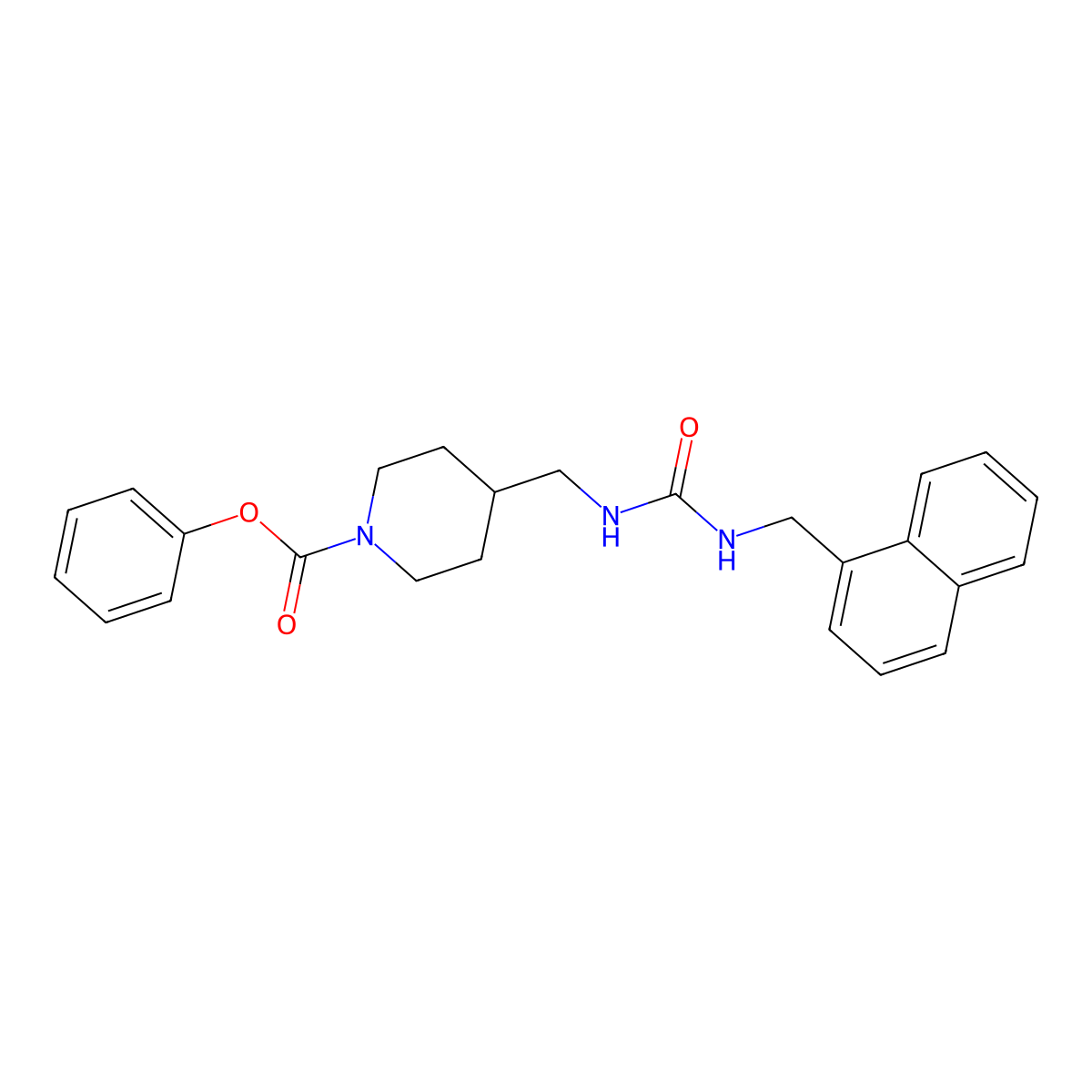 Phenyl 4-((3-(naphthalen-1-ylmethyl)ureido)methyl)piperidine-1-carboxylate molecular structure, CAS 1234871-84-1