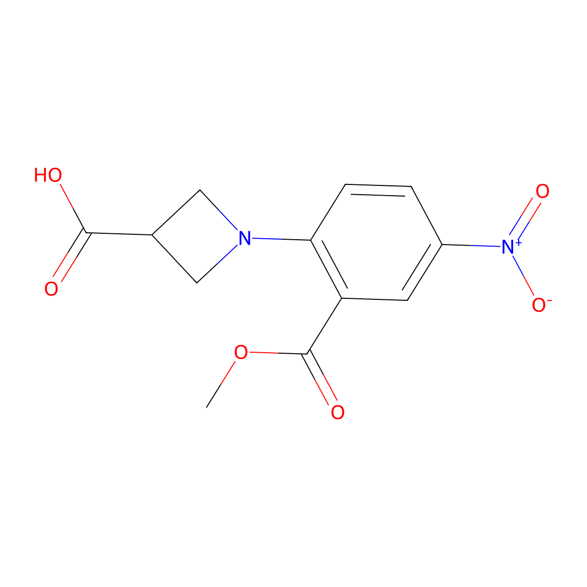 1-[2-(Methoxycarbonyl)-4-nitrophenyl]-3-azetanecarboxylic acid molecular structure, CAS 1234873-83-6
