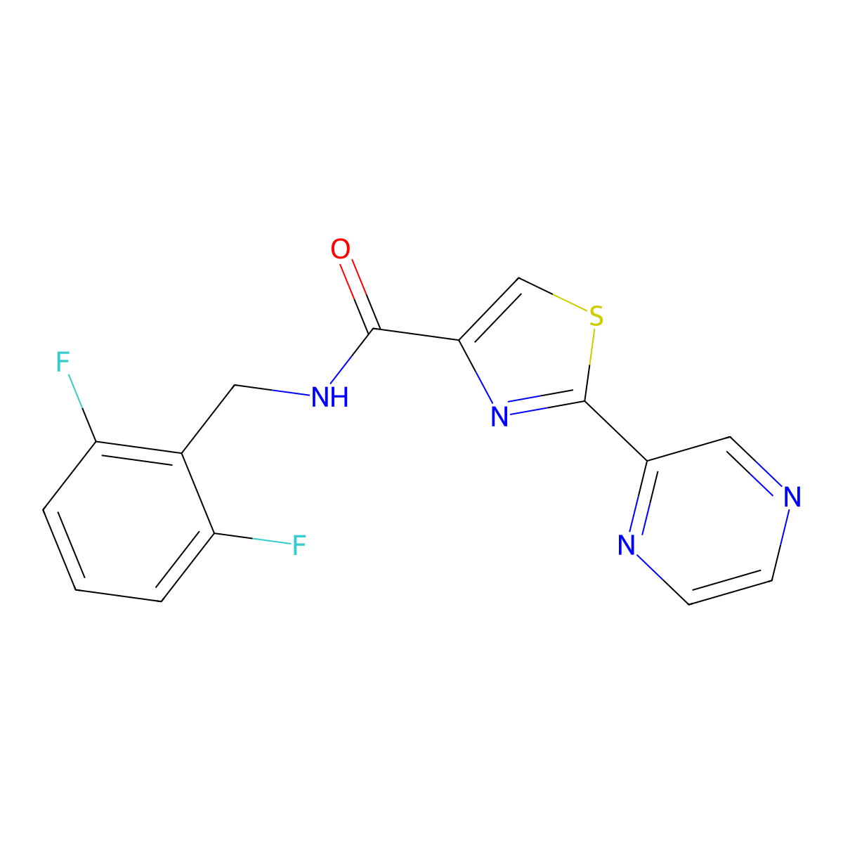N-(2,6-difluorobenzyl)-2-(pyrazin-2-yl)thiazole-4-carboxamide molecular structure, CAS 1234874-17-9