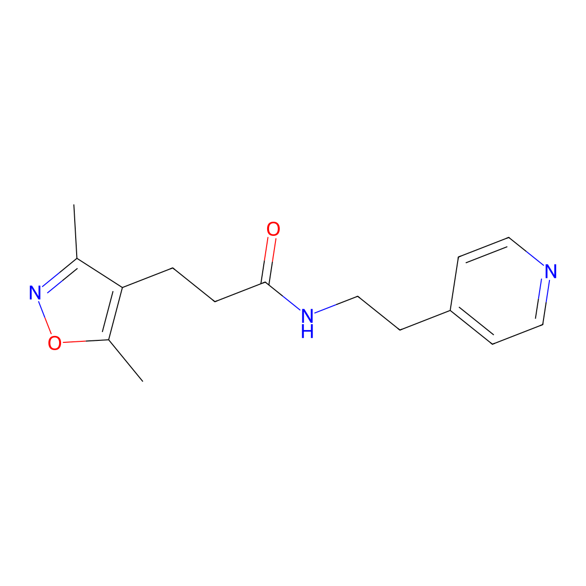 3-(3,5-dimethylisoxazol-4-yl)-N-(2-(pyridin-4-yl)ethyl)propanamide molecular structure, CAS 1234874-70-4