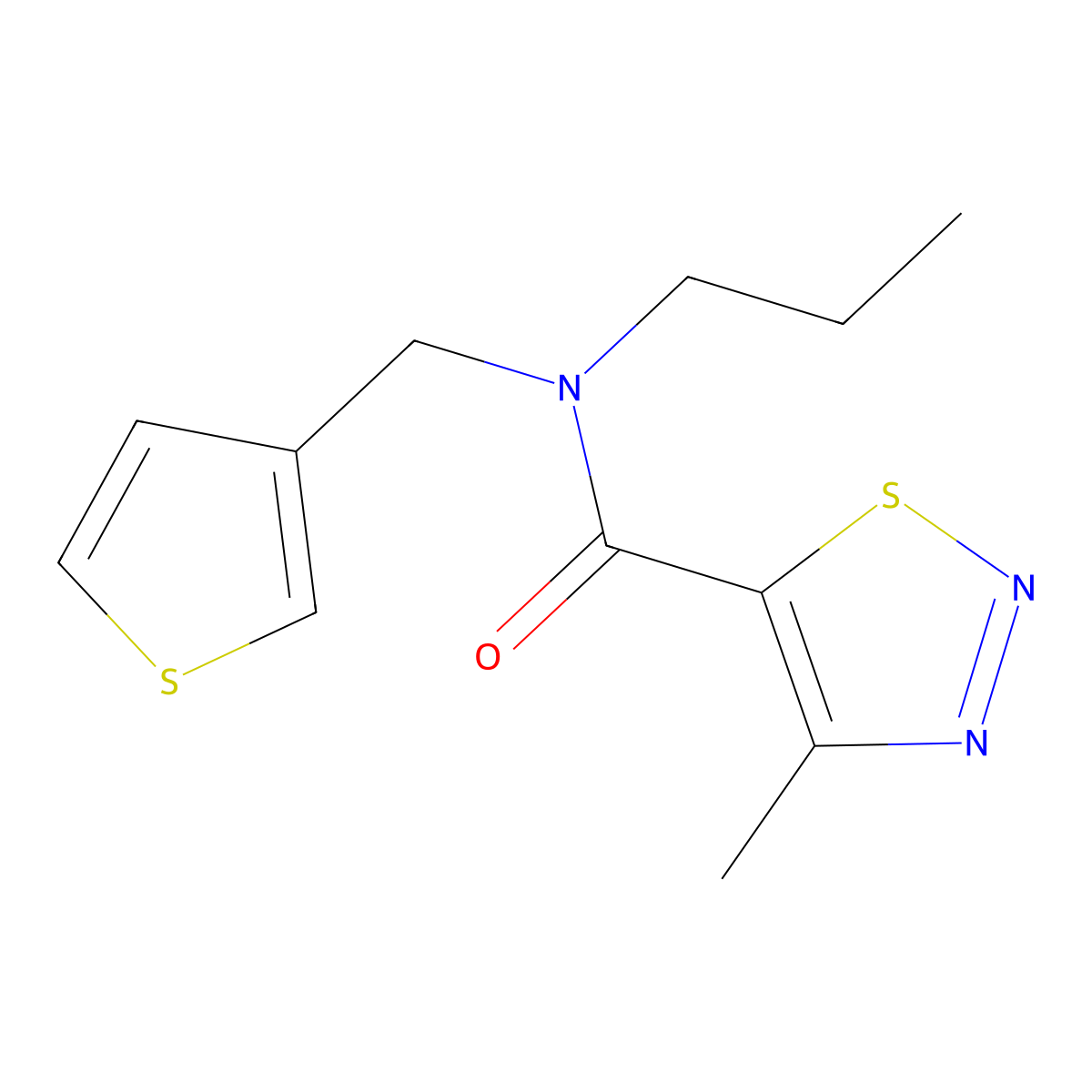 4-methyl-N-propyl-N-(thiophen-3-ylmethyl)-1,2,3-thiadiazole-5-carboxamide molecular structure, CAS 1234875-11-6