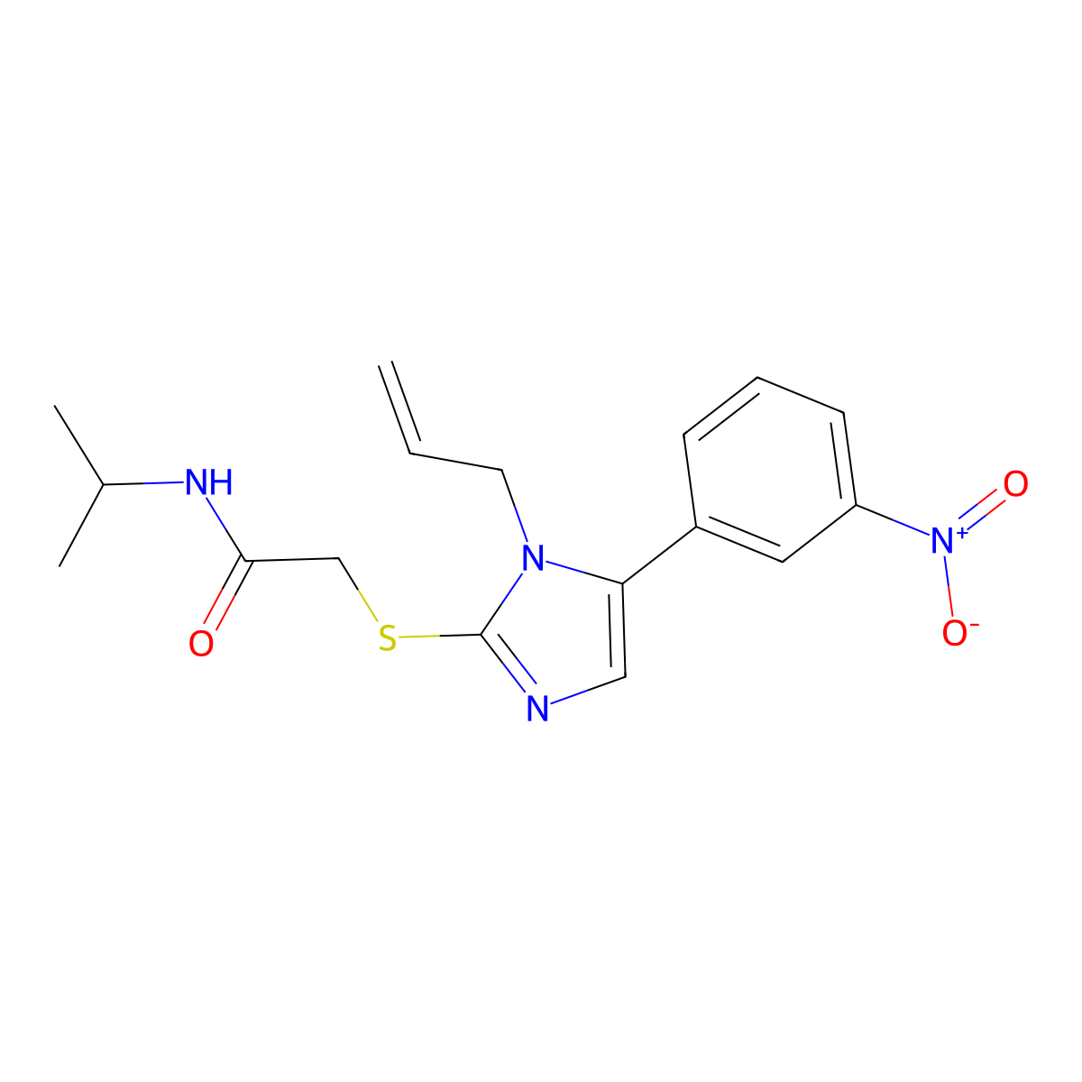 2-((1-allyl-5-(3-nitrophenyl)-1H-imidazol-2-yl)thio)-N-isopropylacetamide molecular structure, CAS 1234875-62-7