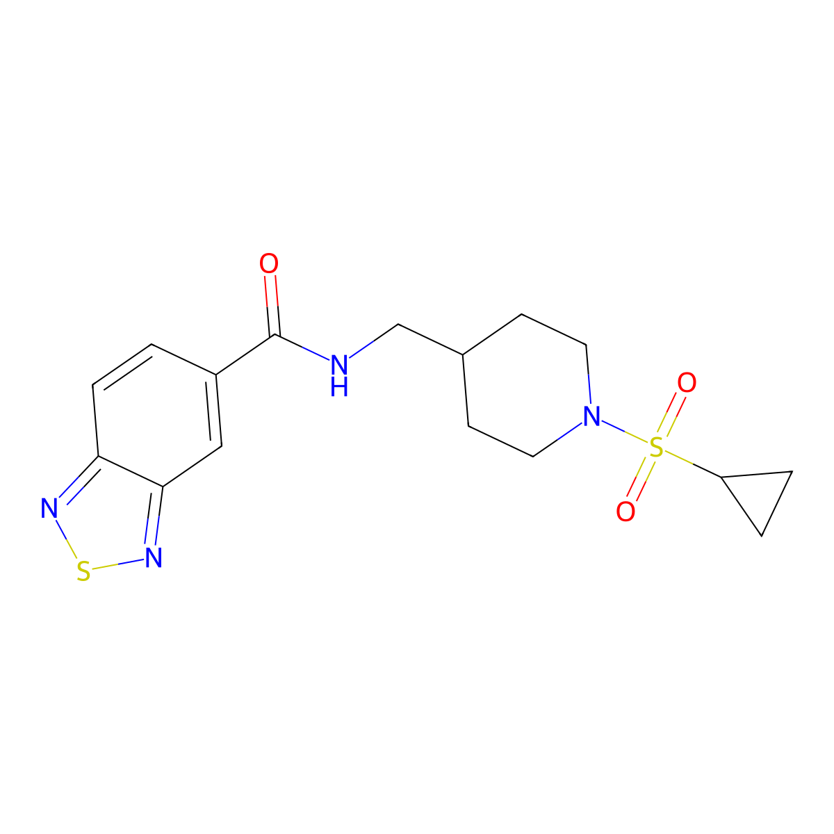 N-((1-(cyclopropylsulfonyl)piperidin-4-yl)methyl)benzo[c][1,2,5]thiadiazole-5-carboxamide molecular structure, CAS 1234875-63-8