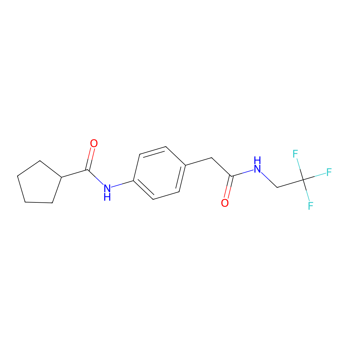 N-(4-(2-oxo-2-((2,2,2-trifluoroethyl)amino)ethyl)phenyl)cyclopentanecarboxamide molecular structure, CAS 1234877-67-8