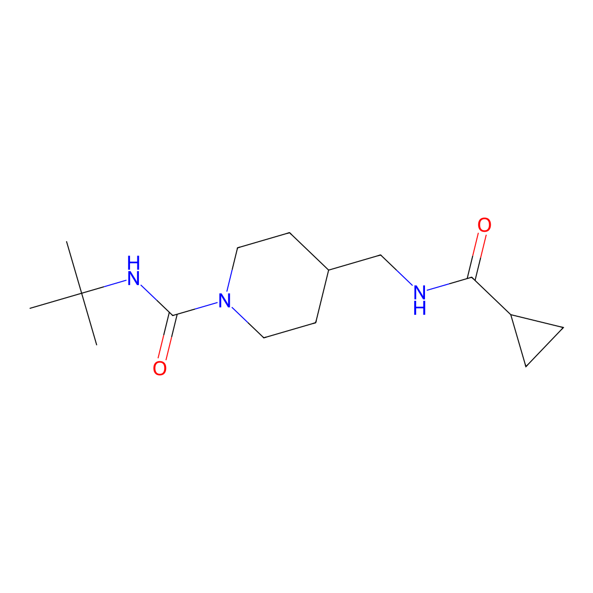N-(tert-butyl)-4-(cyclopropanecarboxamidomethyl)piperidine-1-carboxamide molecular structure, CAS 1234878-56-8