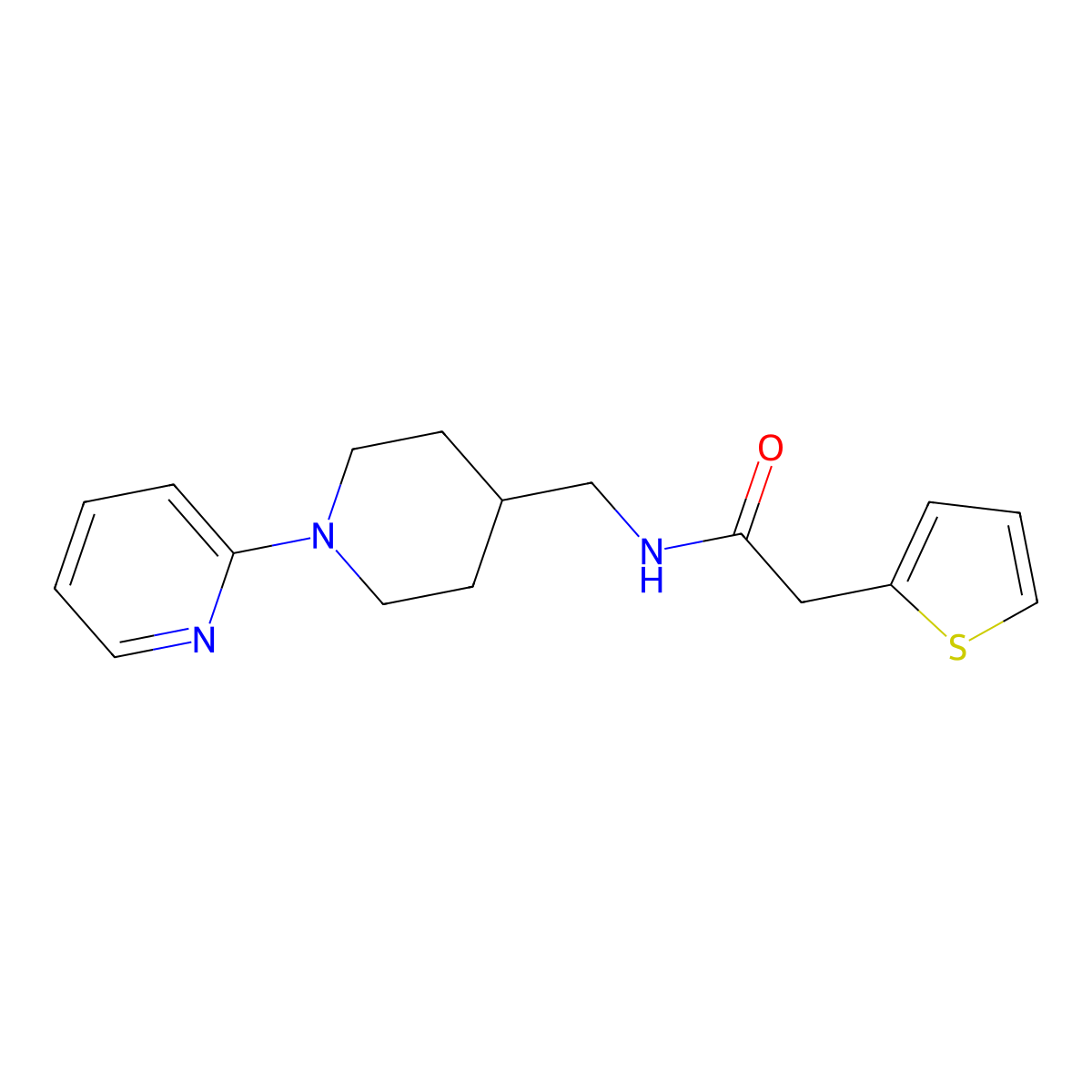 N-{[1-(pyridin-2-yl)piperidin-4-yl]methyl}-2-(thiophen-2-yl)acetamide molecular structure, CAS 1234878-77-3