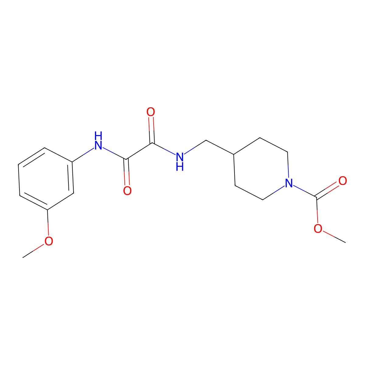 Methyl 4-((2-((3-methoxyphenyl)amino)-2-oxoacetamido)methyl)piperidine-1-carboxylate molecular structure, CAS 1234878-98-8