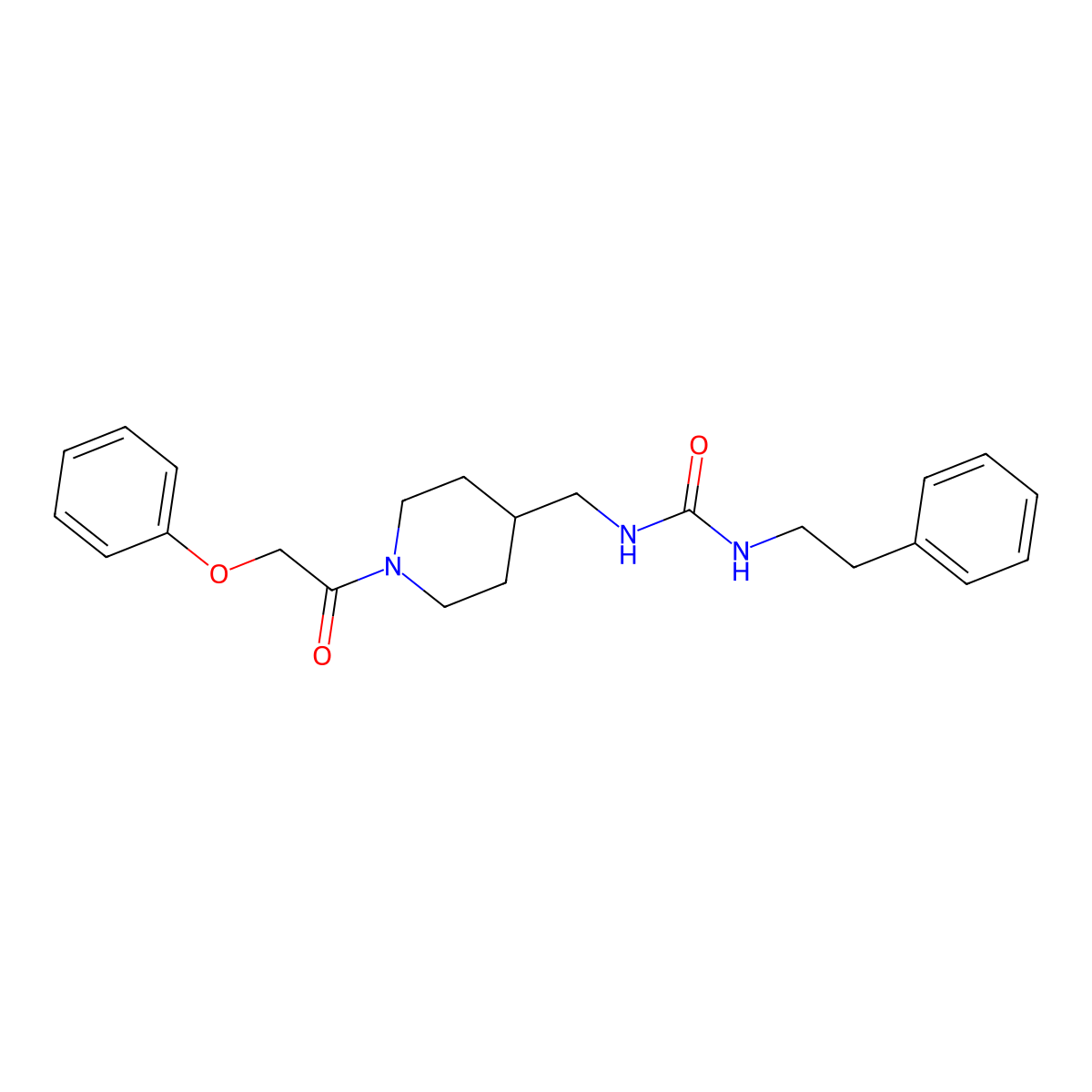 1-Phenethyl-3-((1-(2-phenoxyacetyl)piperidin-4-yl)methyl)urea molecular structure, CAS 1234879-09-4