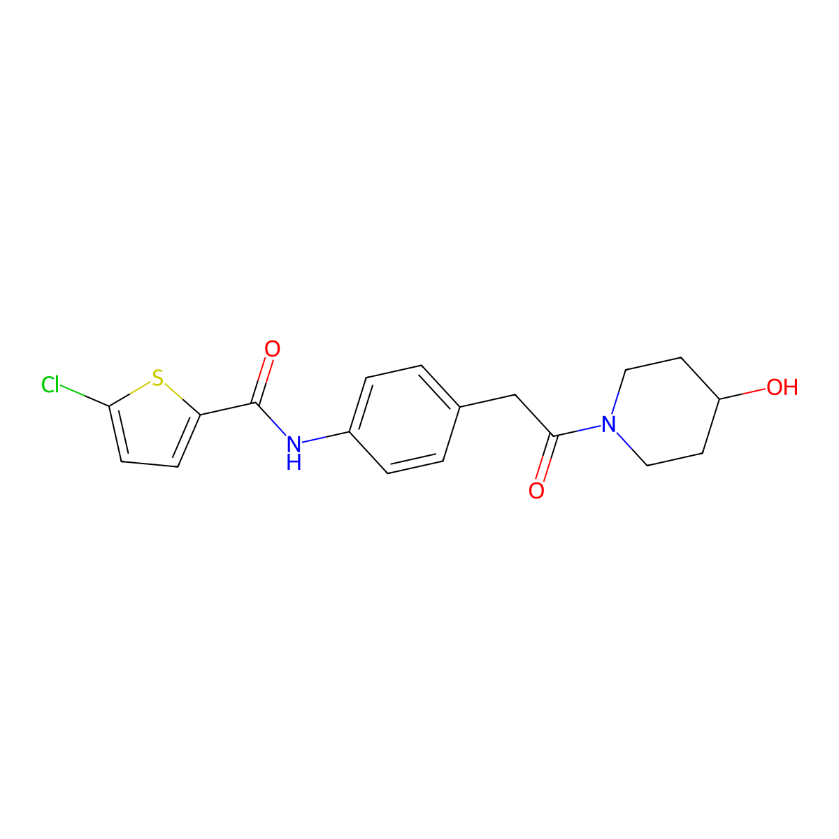 5-chloro-N-{4-[2-(4-hydroxypiperidin-1-yl)-2-oxoethyl]phenyl}thiophene-2-carboxamide molecular structure, CAS 1234879-58-3