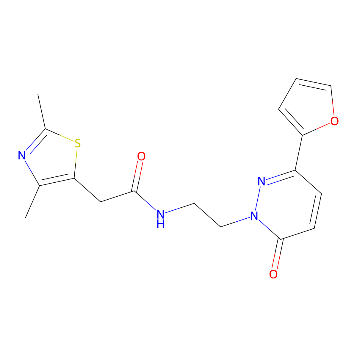 2-(2,4-dimethylthiazol-5-yl)-N-(2-(3-(furan-2-yl)-6-oxopyridazin-1(6H)-yl)ethyl)acetamide molecular structure, CAS 1234879-67-4