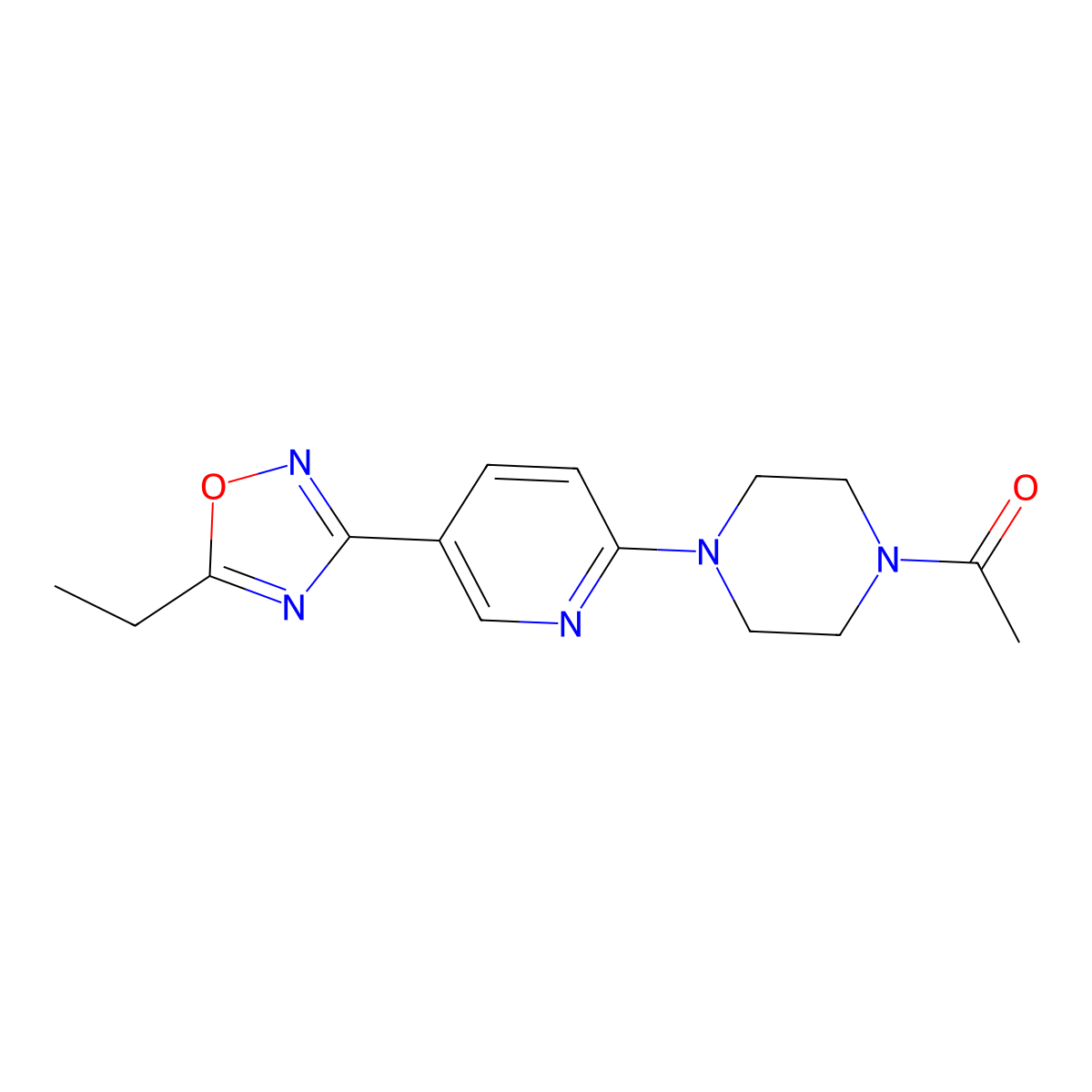 1-(4-(5-(5-Ethyl-1,2,4-oxadiazol-3-yl)pyridin-2-yl)piperazin-1-yl)ethanone molecular structure, CAS 1234879-76-5