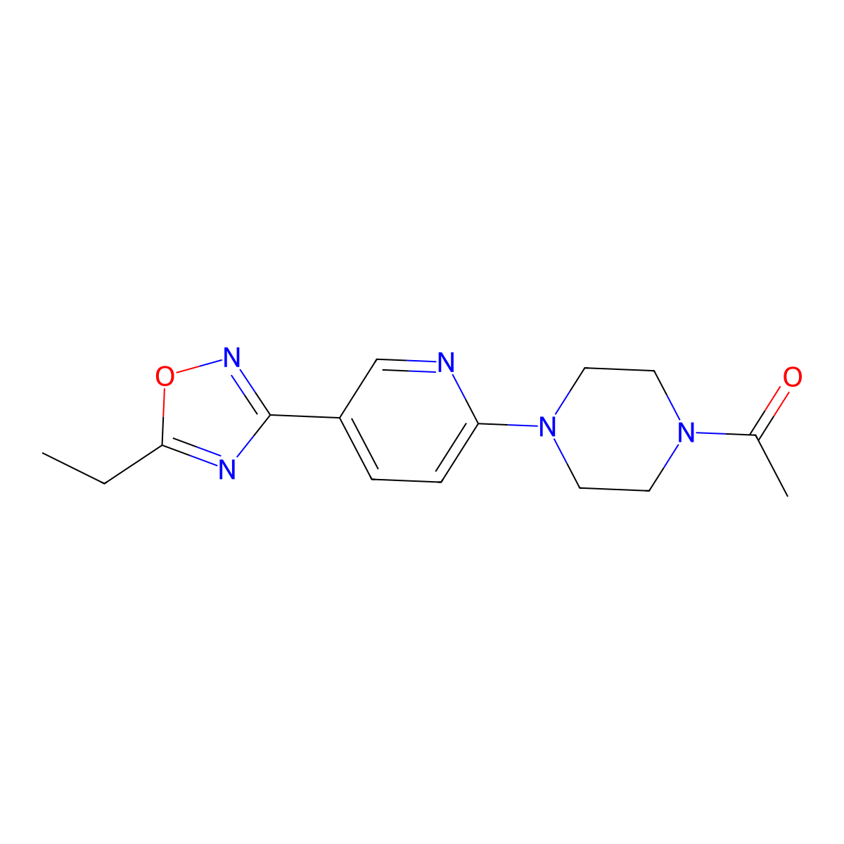 1-(4-(5-(5-Ethyl-1,2,4-oxadiazol-3-yl)pyridin-2-yl)piperazin-1-yl)ethanone molecular structure, CAS 1234879-76-5