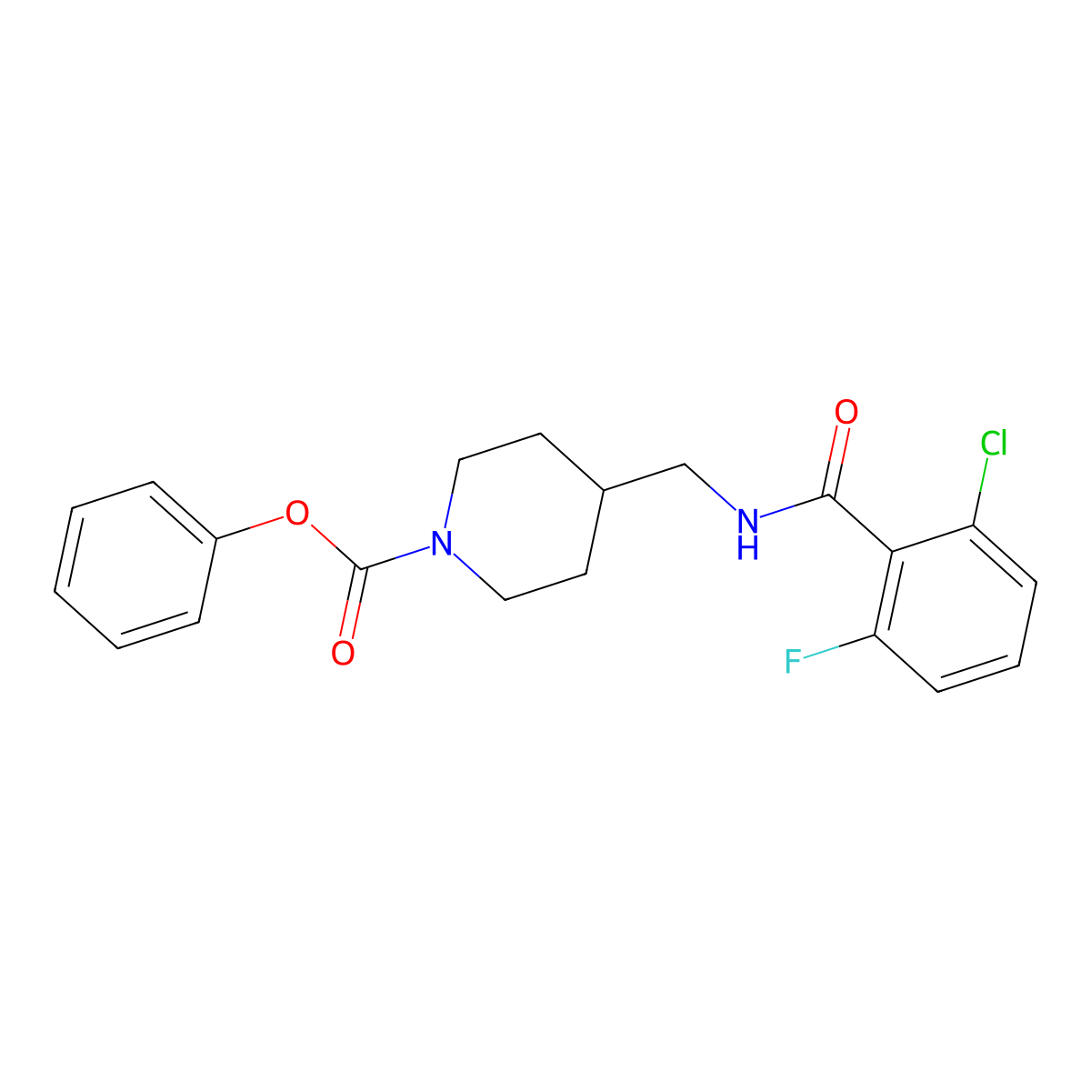 Phenyl 4-((2-chloro-6-fluorobenzamido)methyl)piperidine-1-carboxylate molecular structure, CAS 1234880-92-2