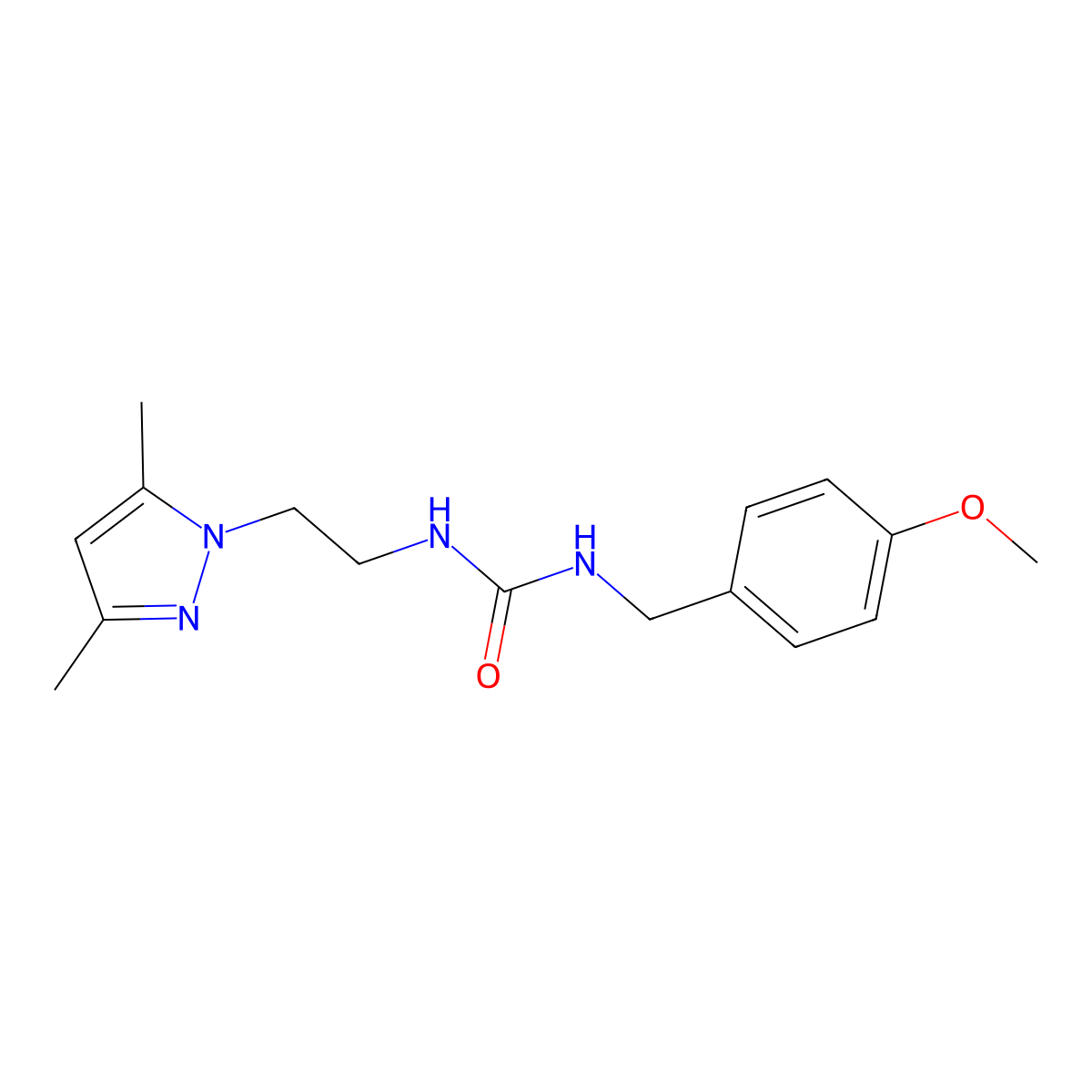 1-(2-(3,5-dimethyl-1H-pyrazol-1-yl)ethyl)-3-(4-methoxybenzyl)urea molecular structure, CAS 1234881-38-9