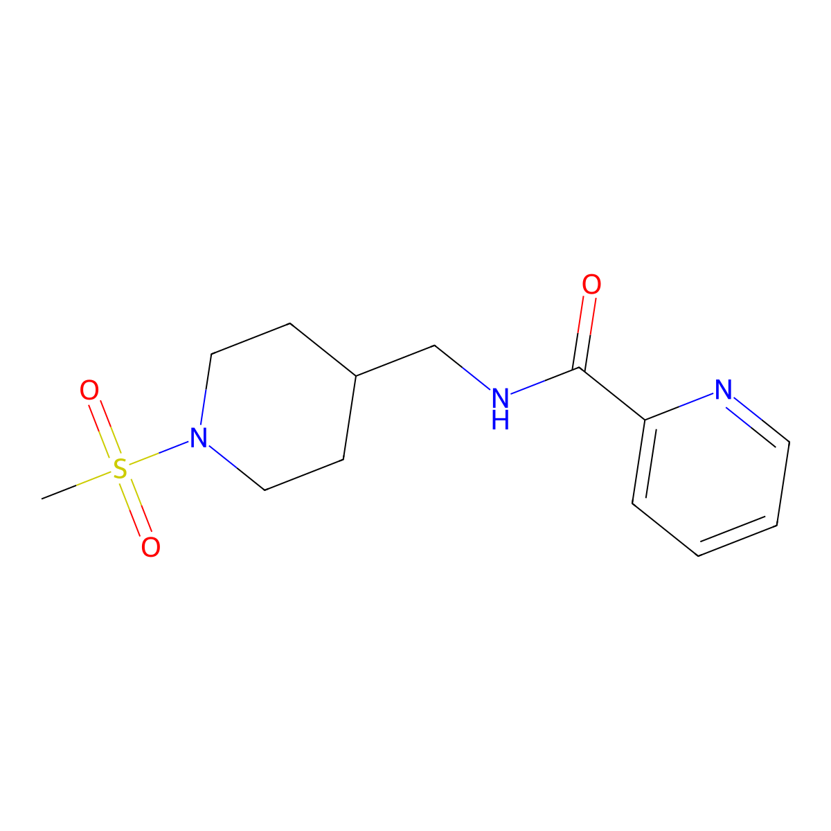 N-((1-(methylsulfonyl)piperidin-4-yl)methyl)picolinamide molecular structure, CAS 1234881-42-5