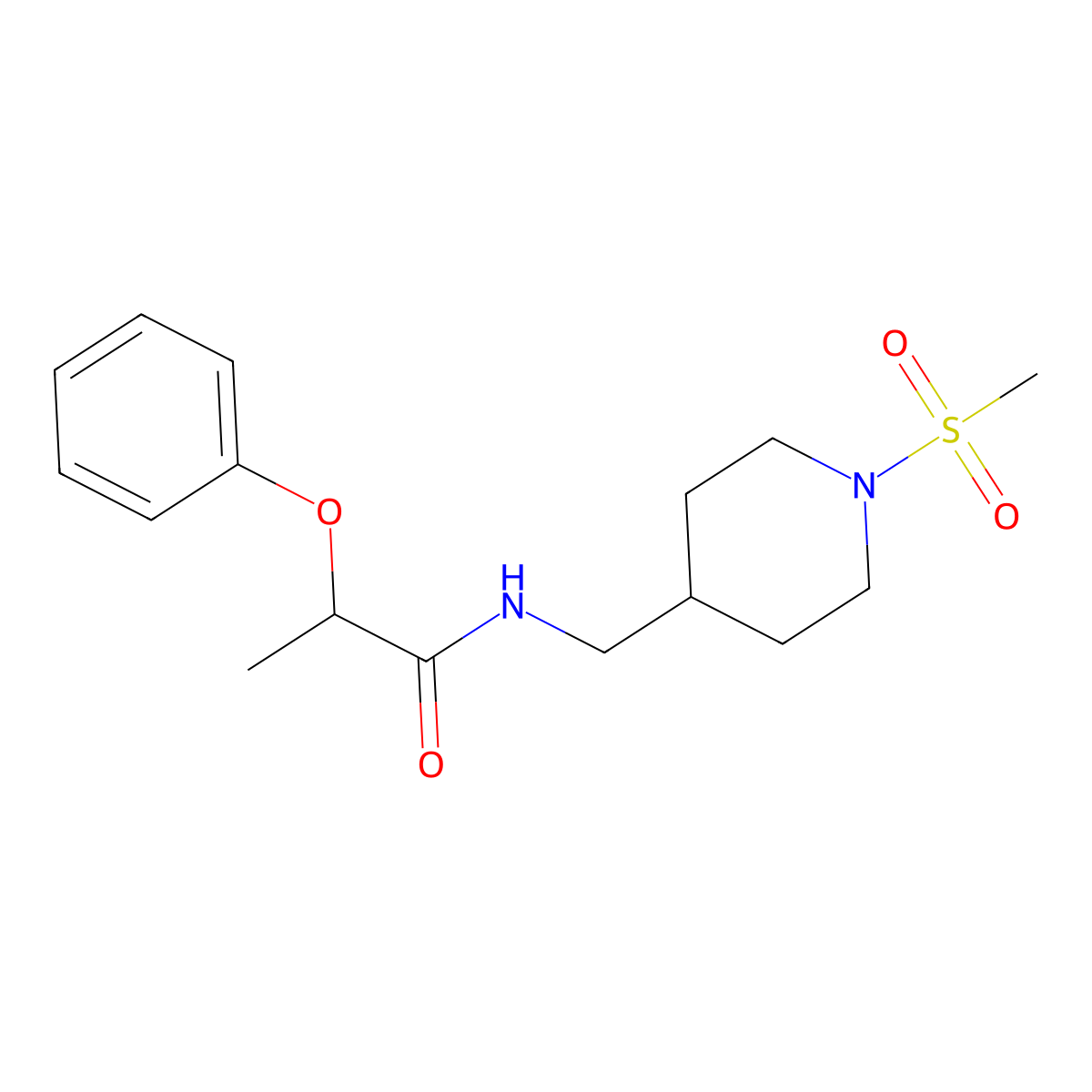 N-((1-(methylsulfonyl)piperidin-4-yl)methyl)-2-phenoxypropanamide molecular structure, CAS 1234881-76-5