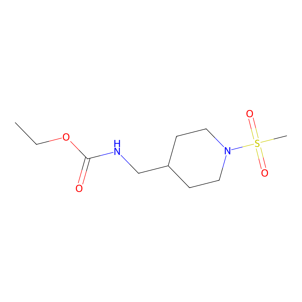 Ethyl ((1-(methylsulfonyl)piperidin-4-yl)methyl)carbamate molecular structure, CAS 1234882-36-0