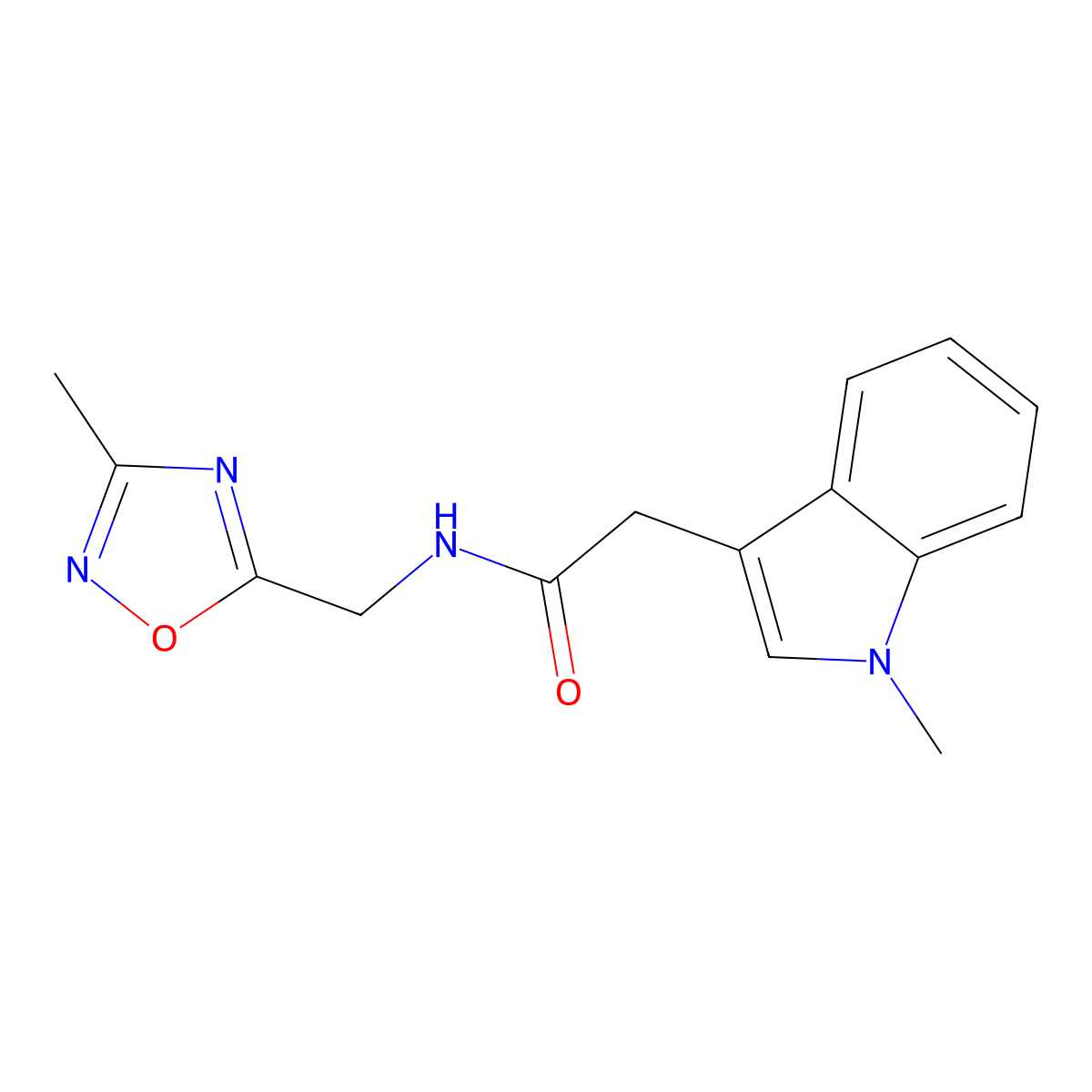 N-[(3-methyl-1,2,4-oxadiazol-5-yl)methyl]-2-(1-methyl-1H-indol-3-yl)acetamide molecular structure, CAS 1234882-45-1
