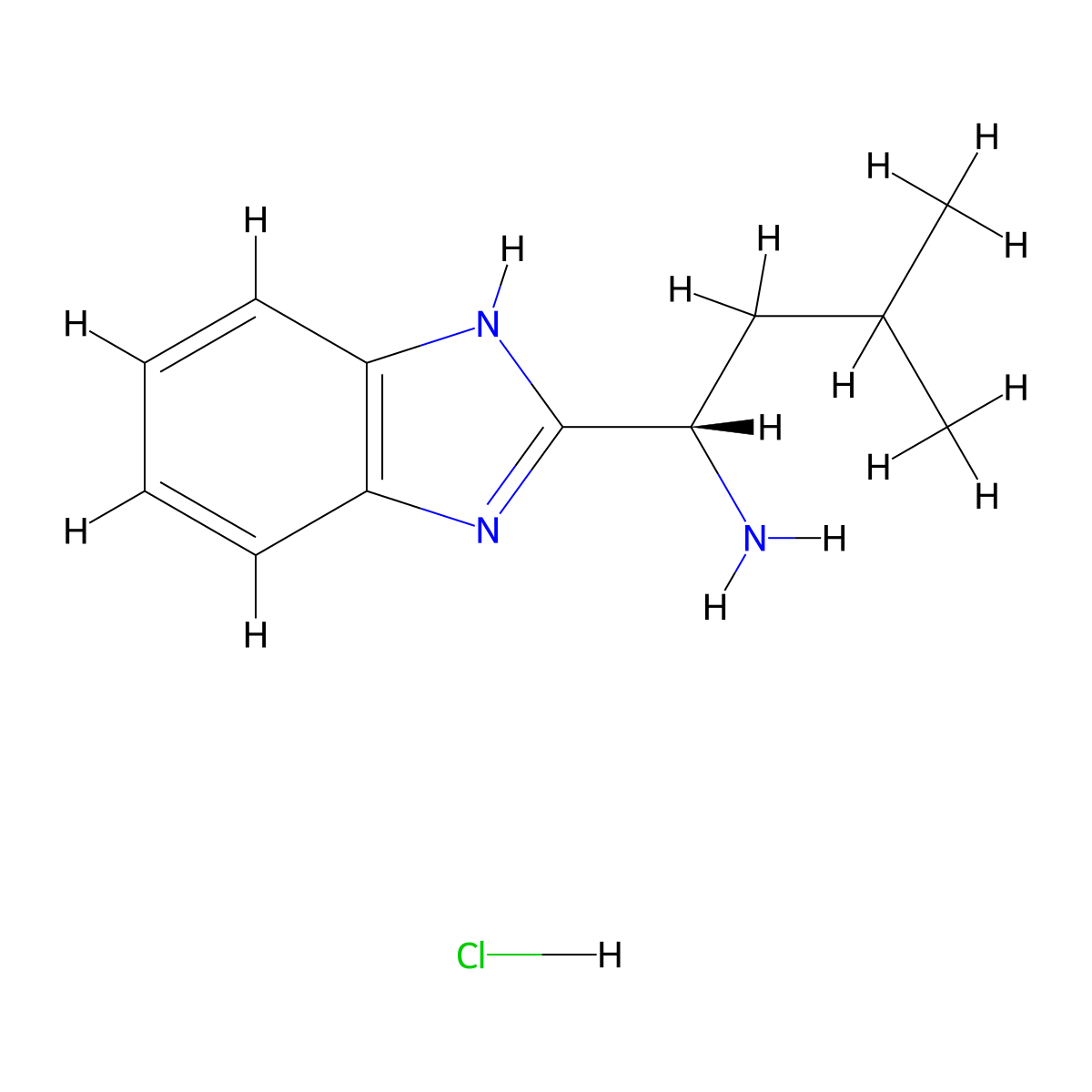 (S)-1-(1H-Benzimidazol-2-YL)-3-methylbutylamine hydrochloride molecular structure, CAS 1234883-32-9