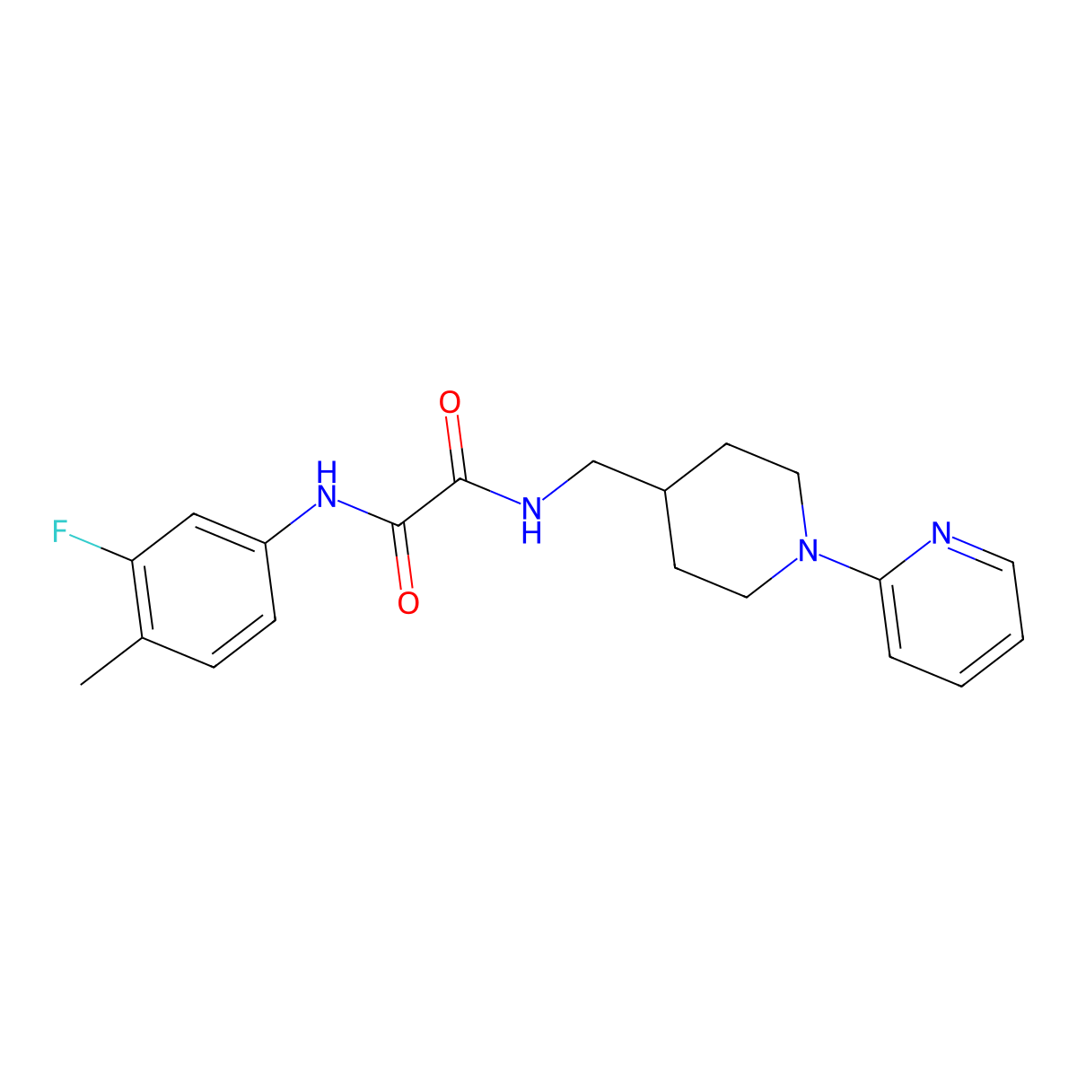 N'-(3-fluoro-4-methylphenyl)-N-{[1-(pyridin-2-yl)piperidin-4-yl]methyl}ethanediamide molecular structure, CAS 1234883-66-9