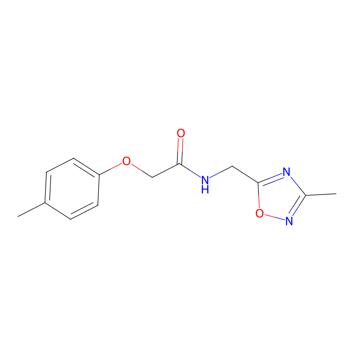 N-((3-methyl-1,2,4-oxadiazol-5-yl)methyl)-2-(p-tolyloxy)acetamide molecular structure, CAS 1234883-78-3