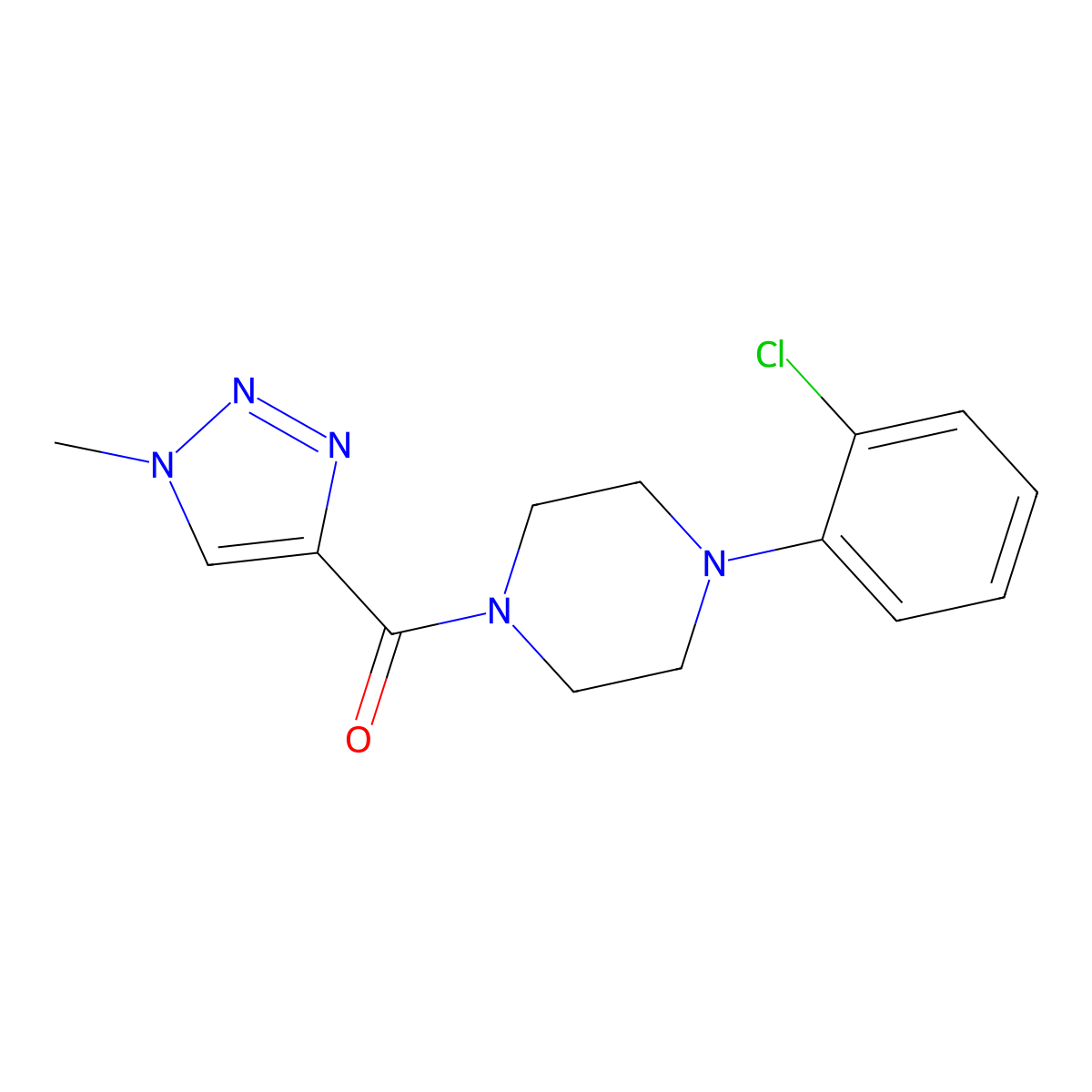 1-(2-chlorophenyl)-4-(1-methyl-1H-1,2,3-triazole-4-carbonyl)piperazine molecular structure, CAS 1234884-22-0