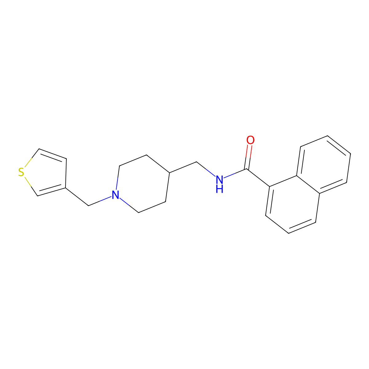 N-((1-(thiophen-3-ylmethyl)piperidin-4-yl)methyl)-1-naphthamide molecular structure, CAS 1234884-62-8