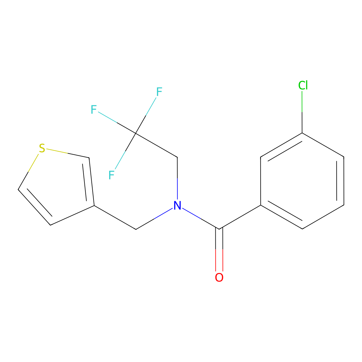 3-chloro-N-(thiophen-3-ylmethyl)-N-(2,2,2-trifluoroethyl)benzamide molecular structure, CAS 1234885-44-9