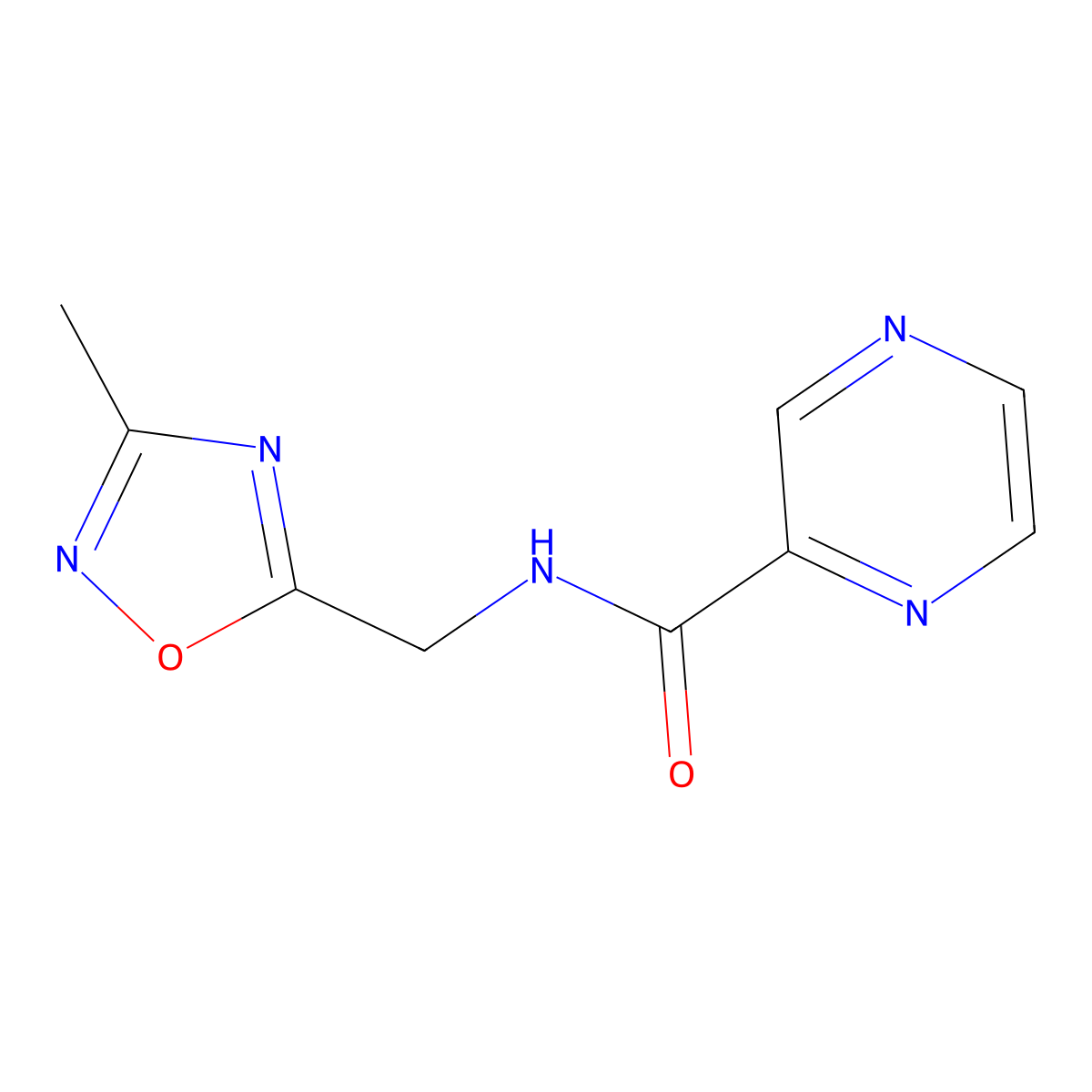 N-[(3-methyl-1,2,4-oxadiazol-5-yl)methyl]pyrazine-2-carboxamide molecular structure, CAS 1234886-48-6