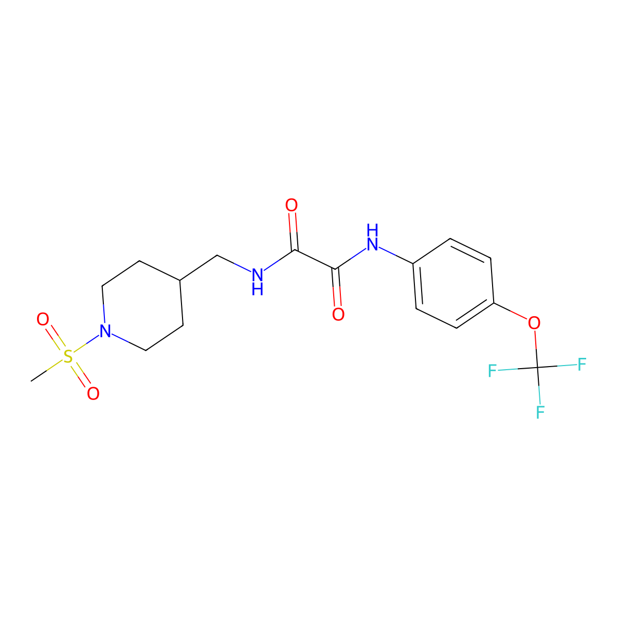 N1-((1-(methylsulfonyl)piperidin-4-yl)methyl)-N2-(4-(trifluoromethoxy)phenyl)oxalamide molecular structure, CAS 1234886-59-9