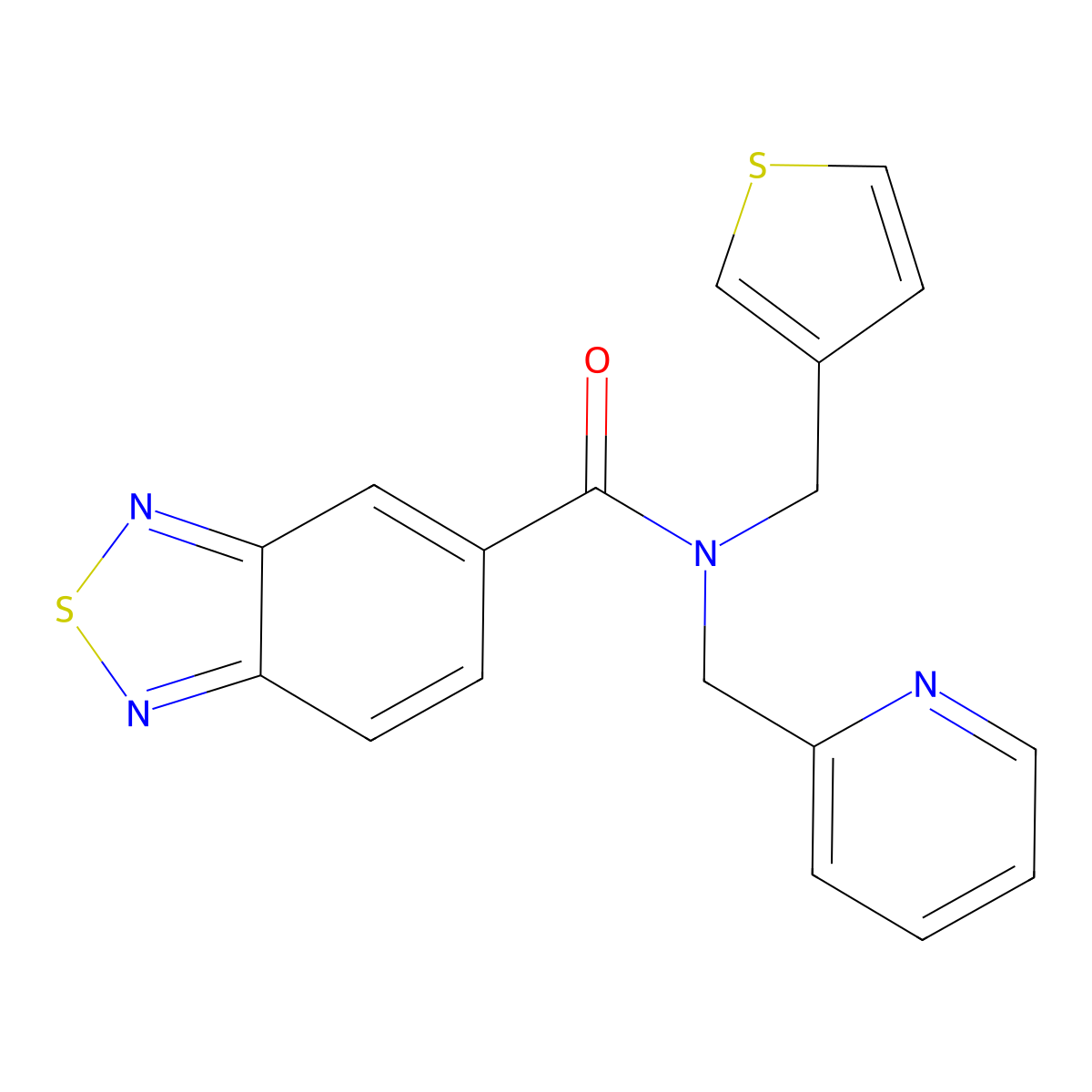 N-(pyridin-2-ylmethyl)-N-(thiophen-3-ylmethyl)benzo[c][1,2,5]thiadiazole-5-carboxamide molecular structure, CAS 1234886-61-3
