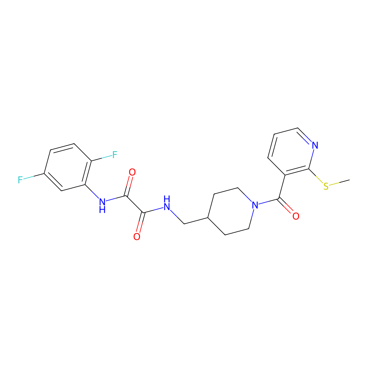 N1-(2,5-difluorophenyl)-N2-((1-(2-(methylthio)nicotinoyl)piperidin-4-yl)methyl)oxalamide molecular structure, CAS 1234886-77-1