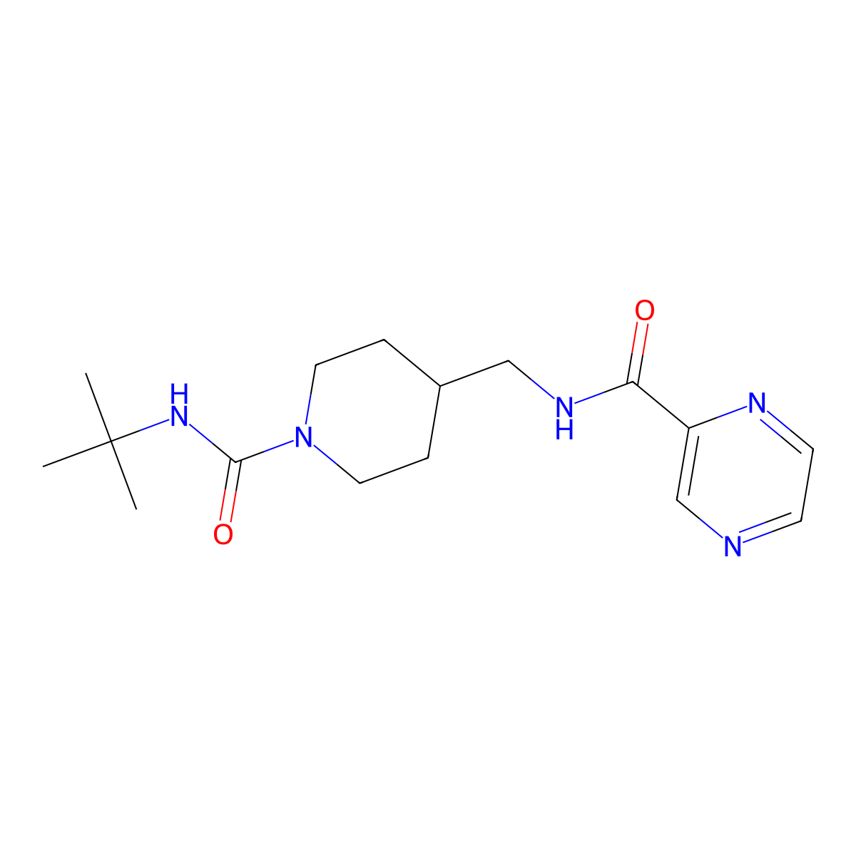 N-{[1-(tert-butylcarbamoyl)piperidin-4-yl]methyl}pyrazine-2-carboxamide molecular structure, CAS 1234887-51-4