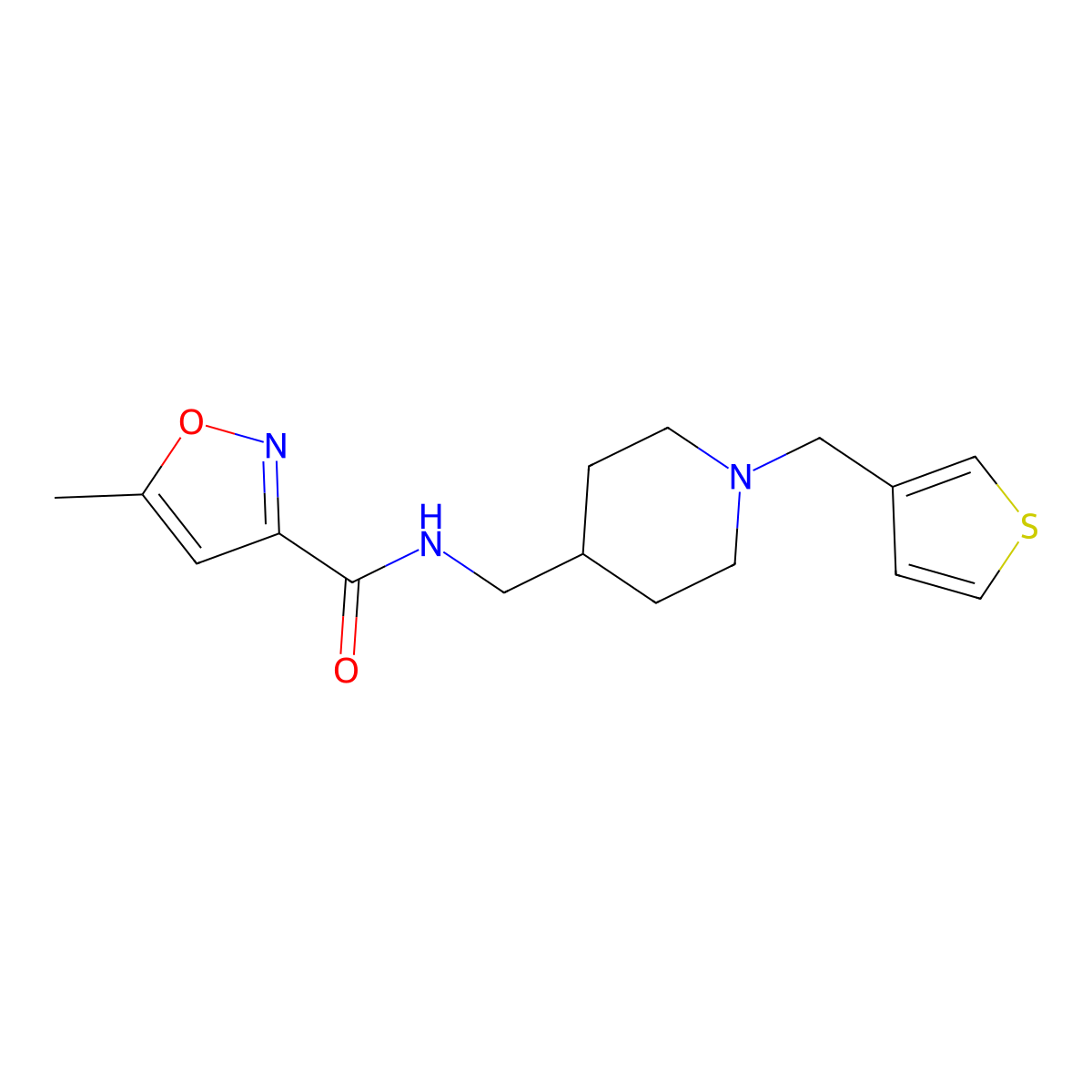 5-methyl-N-((1-(thiophen-3-ylmethyl)piperidin-4-yl)methyl)isoxazole-3-carboxamide molecular structure, CAS 1234888-12-0