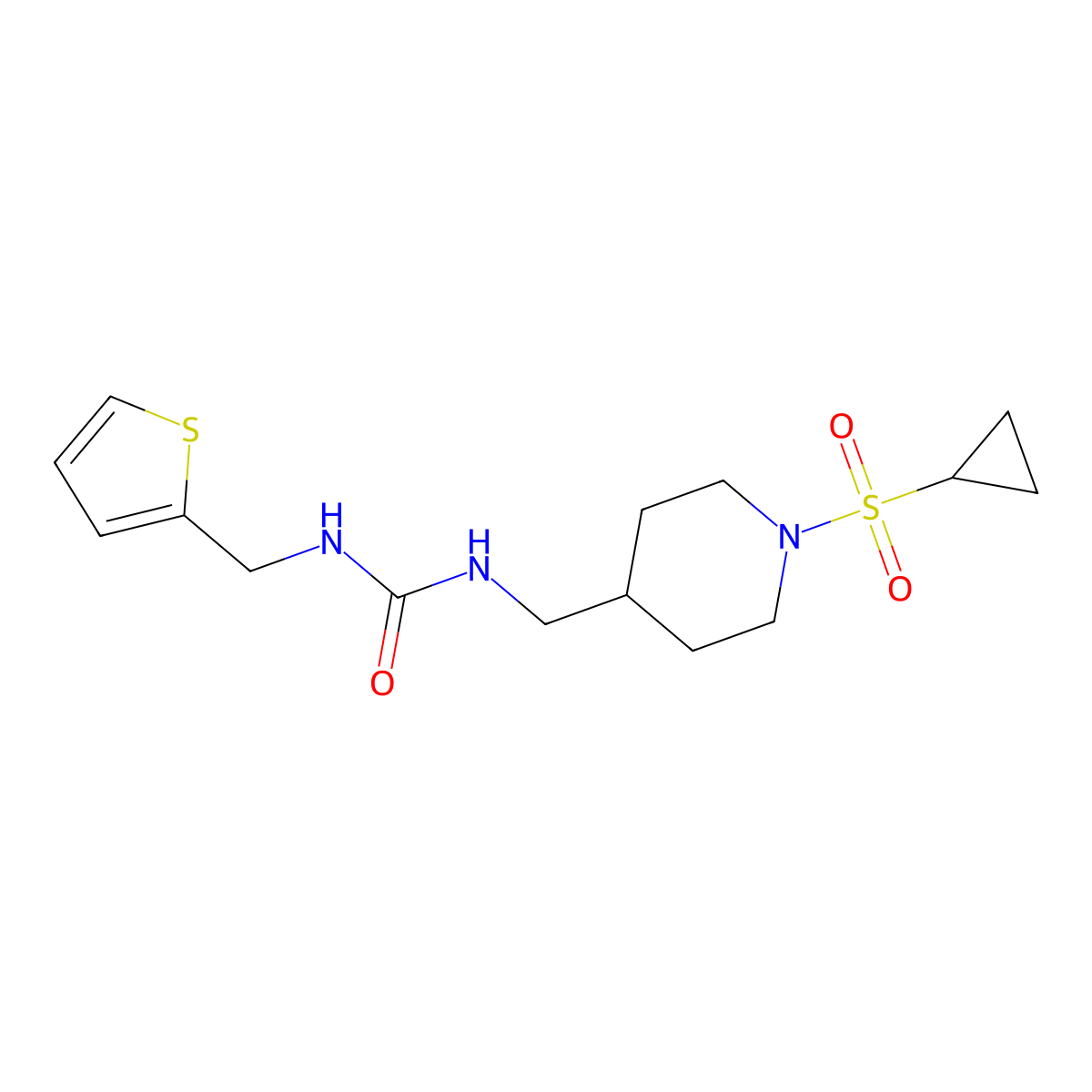 1-((1-(Cyclopropylsulfonyl)piperidin-4-yl)methyl)-3-(thiophen-2-ylmethyl)urea molecular structure, CAS 1234888-66-4