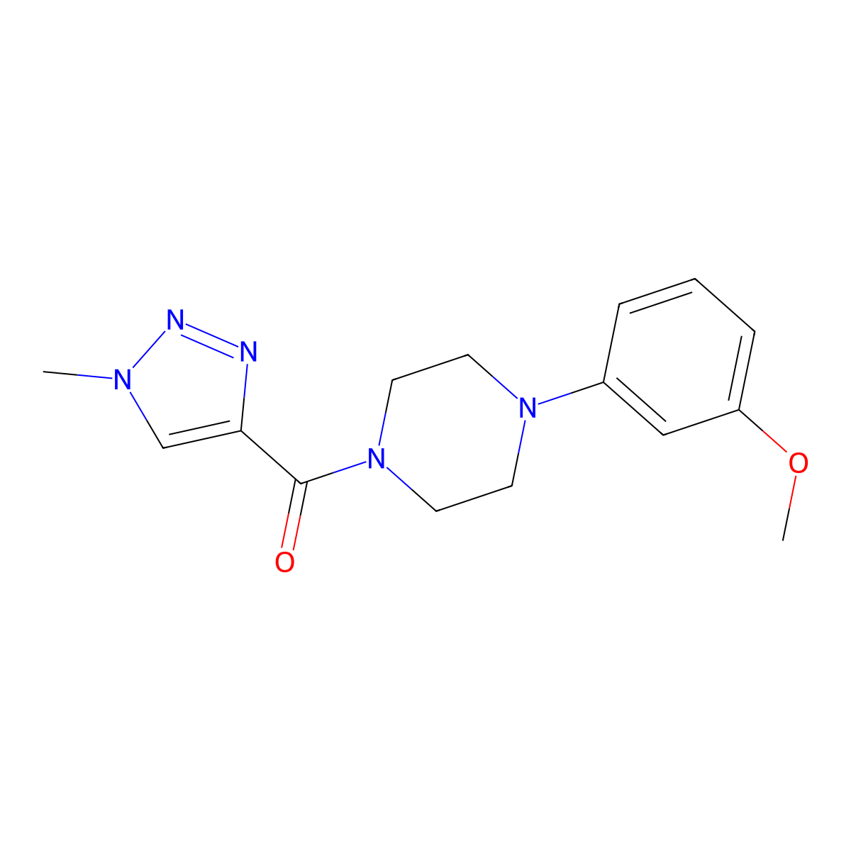 (4-(3-methoxyphenyl)piperazin-1-yl)(1-methyl-1H-1,2,3-triazol-4-yl)methanone molecular structure, CAS 1234888-71-1