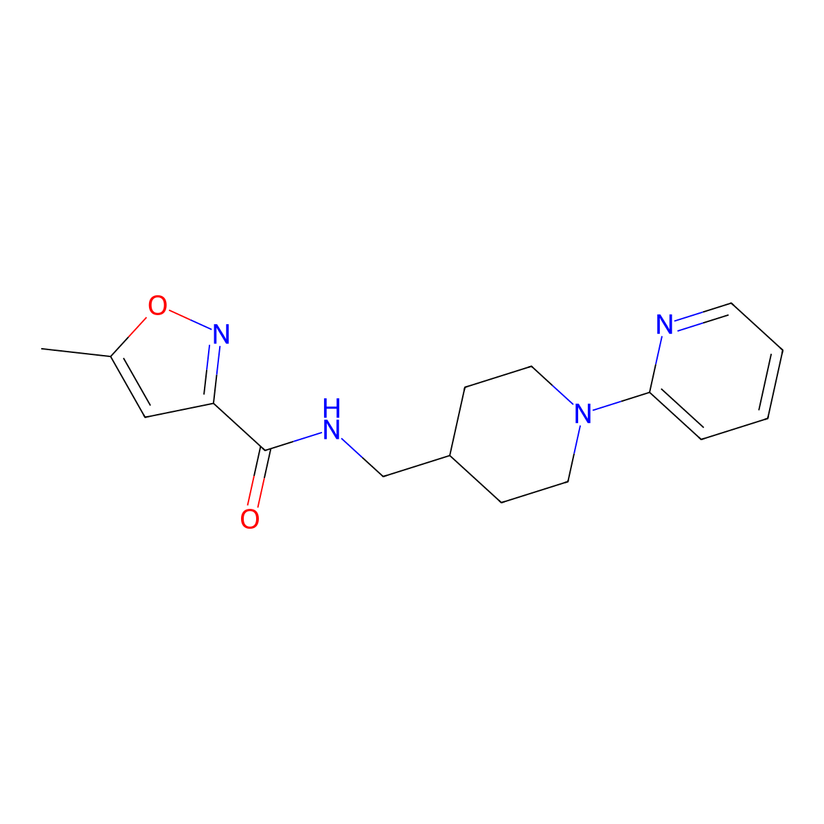 5-methyl-N-((1-(pyridin-2-yl)piperidin-4-yl)methyl)isoxazole-3-carboxamide molecular structure, CAS 1234888-91-5