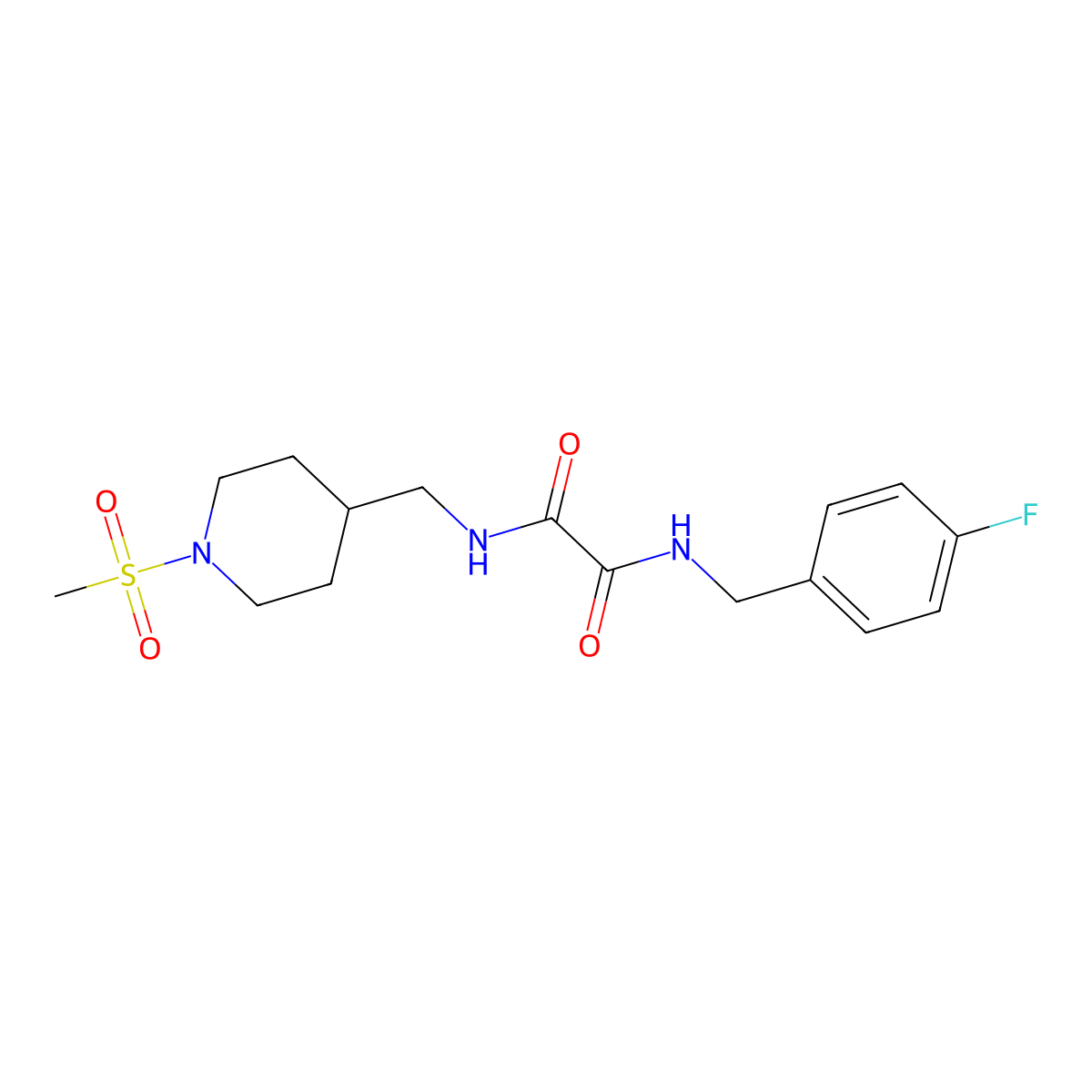 N1-(4-fluorobenzyl)-N2-((1-(methylsulfonyl)piperidin-4-yl)methyl)oxalamide molecular structure, CAS 1234888-97-1