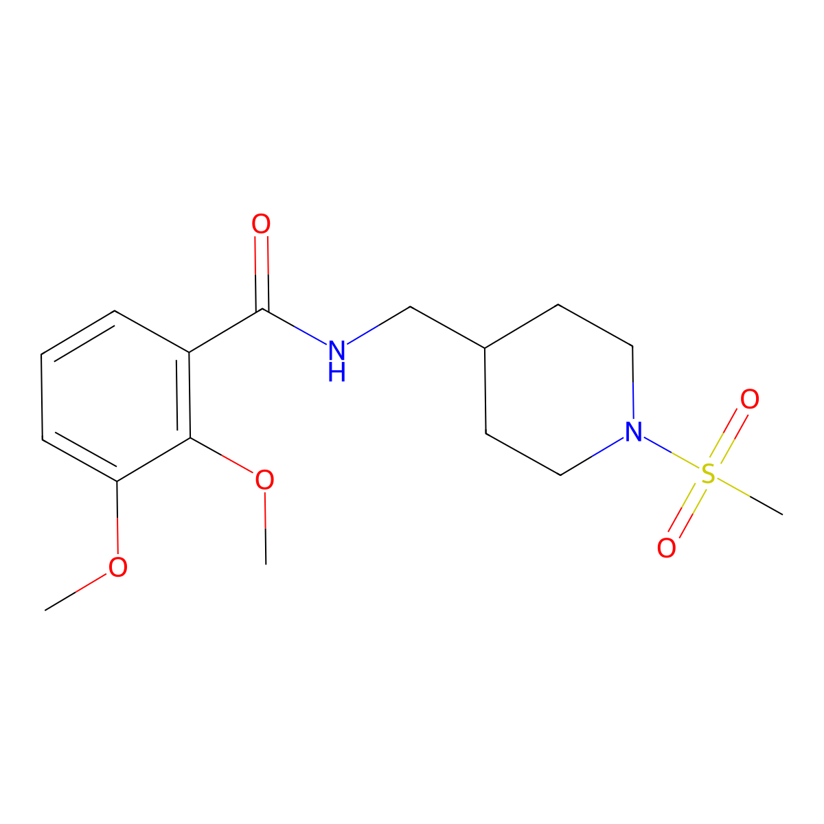 2,3-dimethoxy-N-((1-(methylsulfonyl)piperidin-4-yl)methyl)benzamide molecular structure, CAS 1234889-11-2