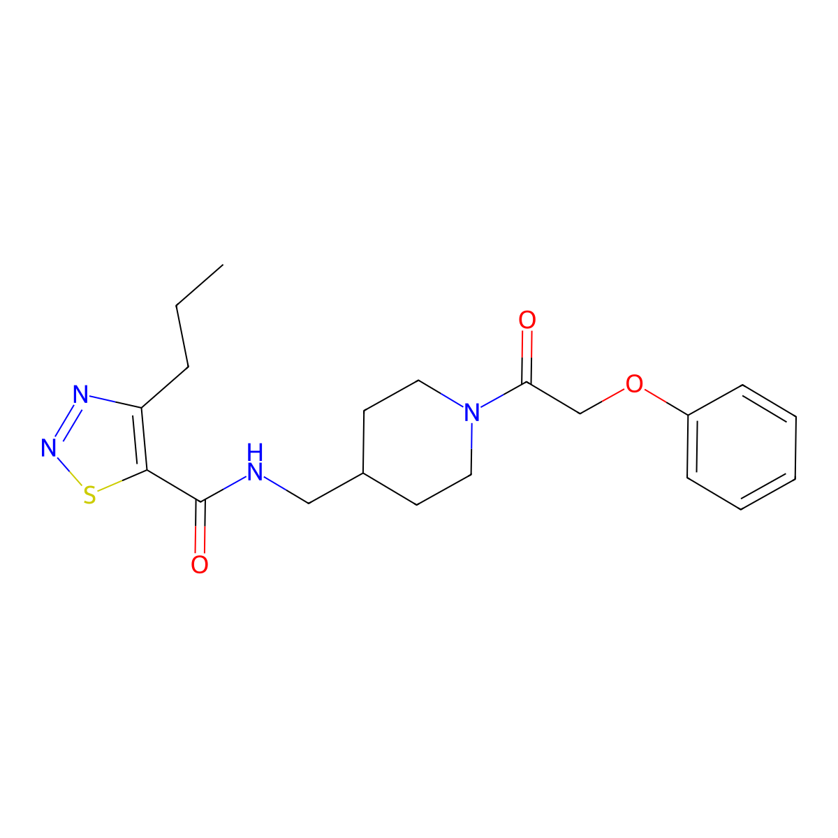 N-{[1-(2-phenoxyacetyl)piperidin-4-yl]methyl}-4-propyl-1,2,3-thiadiazole-5-carboxamide molecular structure, CAS 1234889-68-9