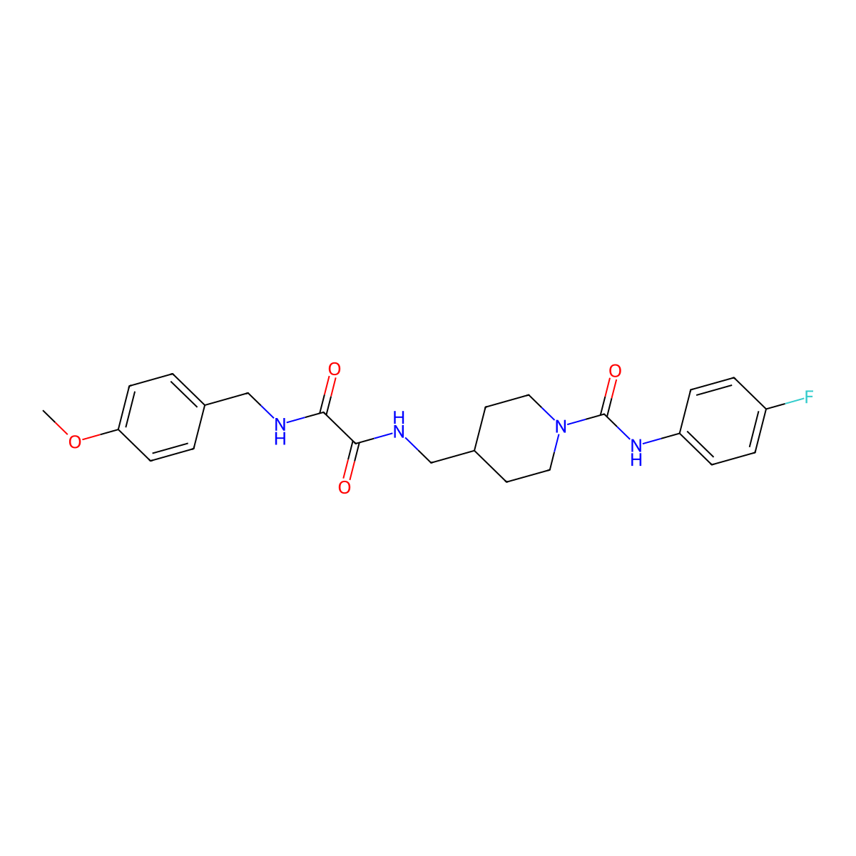 N1-((1-((4-fluorophenyl)carbamoyl)piperidin-4-yl)methyl)-N2-(4-methoxybenzyl)oxalamide molecular structure, CAS 1234890-68-6