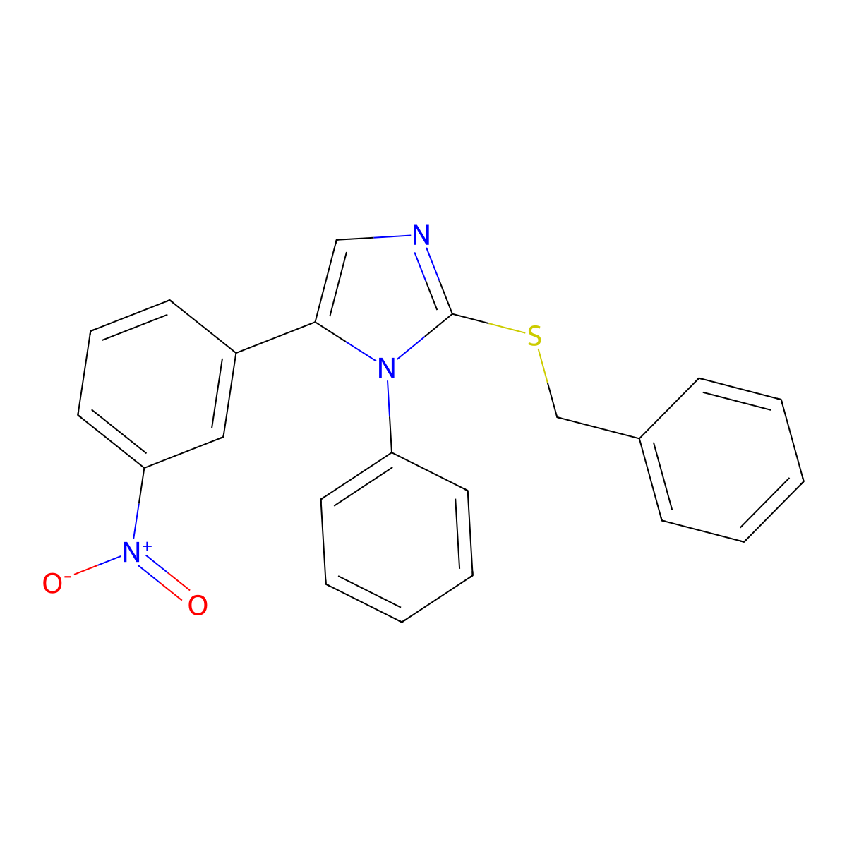 2-(benzylthio)-5-(3-nitrophenyl)-1-phenyl-1H-imidazole molecular structure, CAS 1234893-31-2