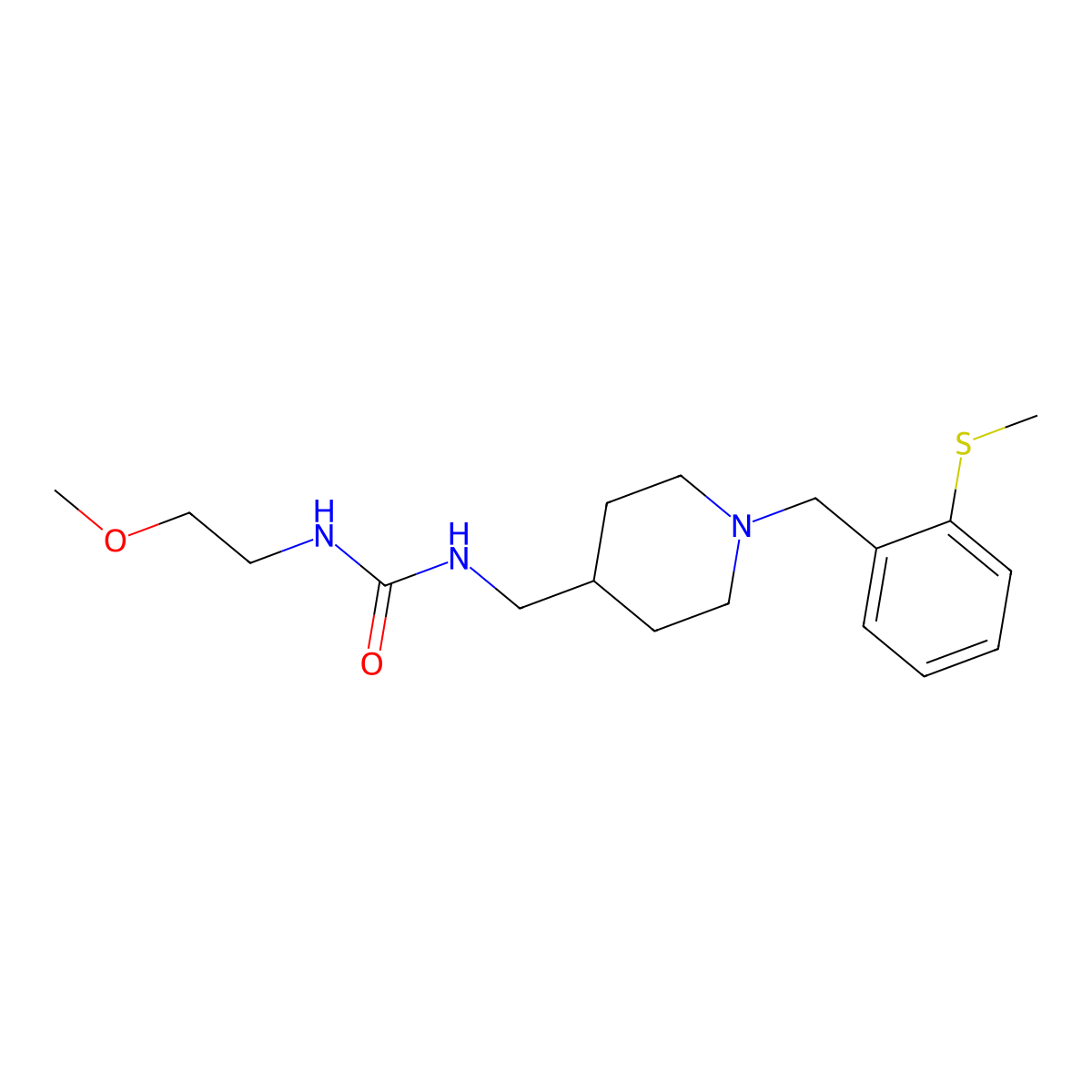1-(2-Methoxyethyl)-3-((1-(2-(methylthio)benzyl)piperidin-4-yl)methyl)urea molecular structure, CAS 1234893-47-0