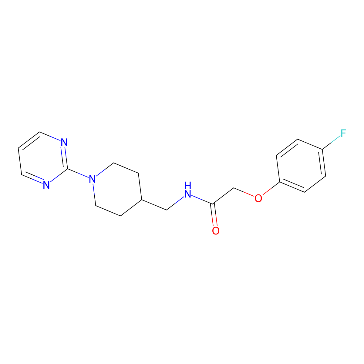 2-(4-fluorophenoxy)-N-{[1-(pyrimidin-2-yl)piperidin-4-yl]methyl}acetamide molecular structure, CAS 1234893-50-5