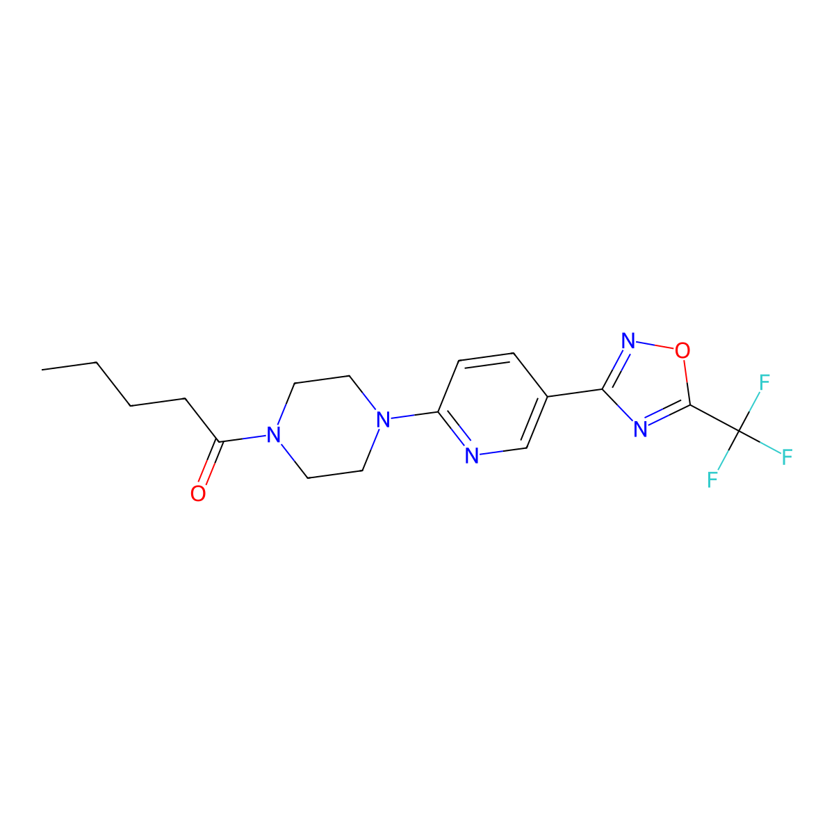 1-(4-(5-(5-(Trifluoromethyl)-1,2,4-oxadiazol-3-yl)pyridin-2-yl)piperazin-1-yl)pentan-1-one molecular structure, CAS 1234893-52-7
