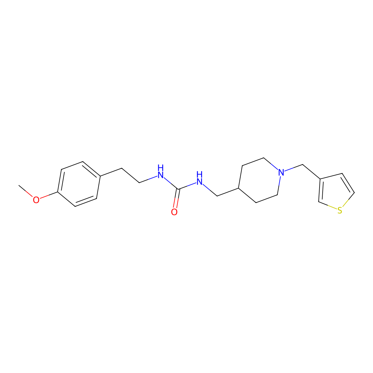 1-(4-Methoxyphenethyl)-3-((1-(thiophen-3-ylmethyl)piperidin-4-yl)methyl)urea molecular structure, CAS 1234893-87-8