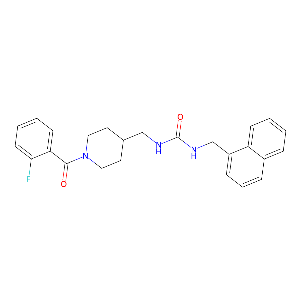 1-((1-(2-Fluorobenzoyl)piperidin-4-yl)methyl)-3-(naphthalen-1-ylmethyl)urea molecular structure, CAS 1234895-10-3