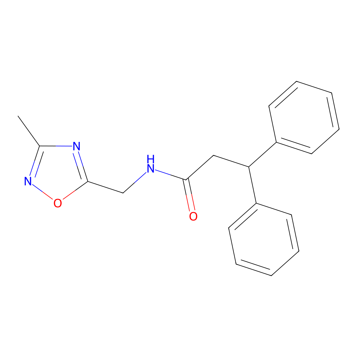 N-[(3-methyl-1,2,4-oxadiazol-5-yl)methyl]-3,3-diphenylpropanamide molecular structure, CAS 1234895-69-2