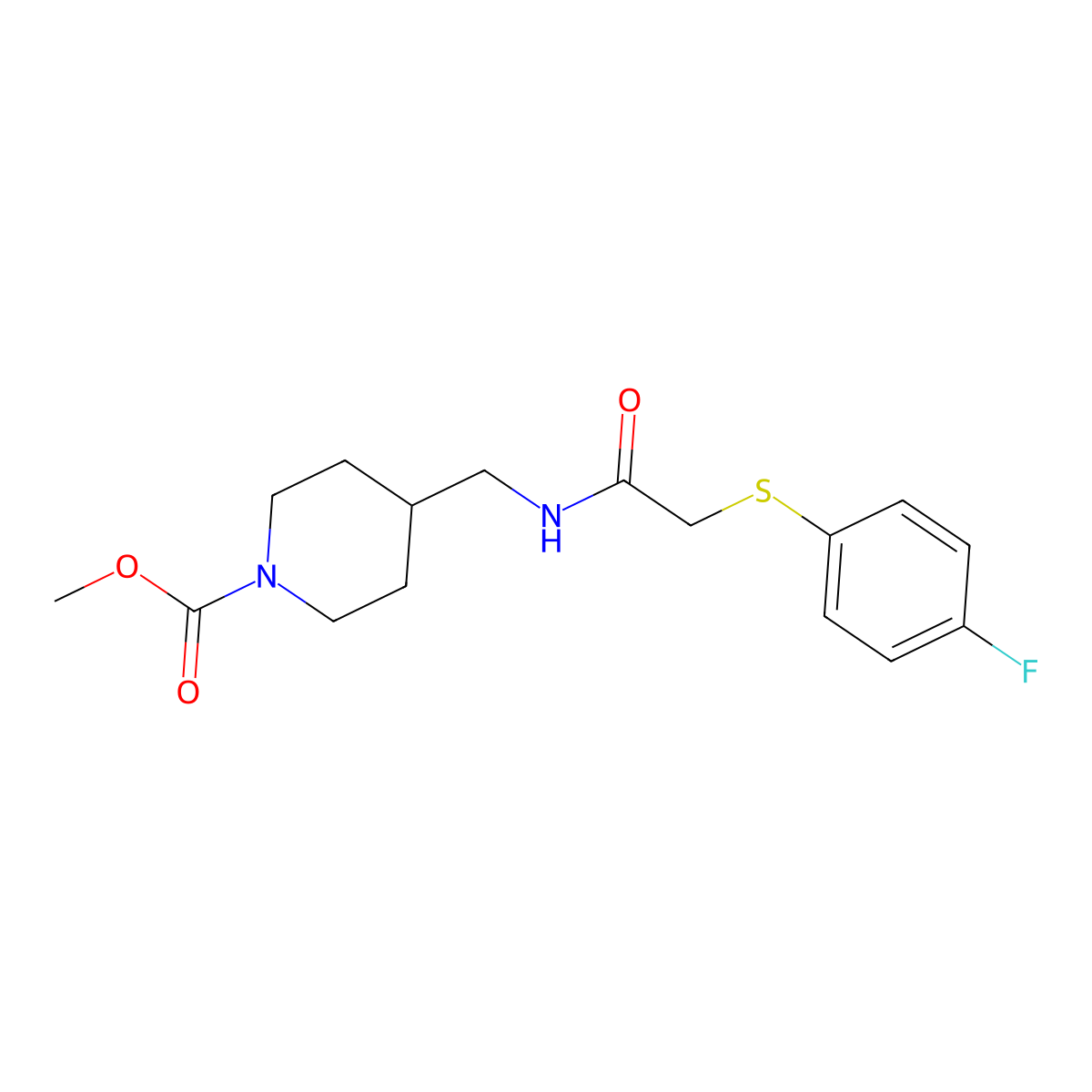 Methyl 4-({2-[(4-fluorophenyl)sulfanyl]acetamido}methyl)piperidine-1-carboxylate molecular structure, CAS 1234895-86-3